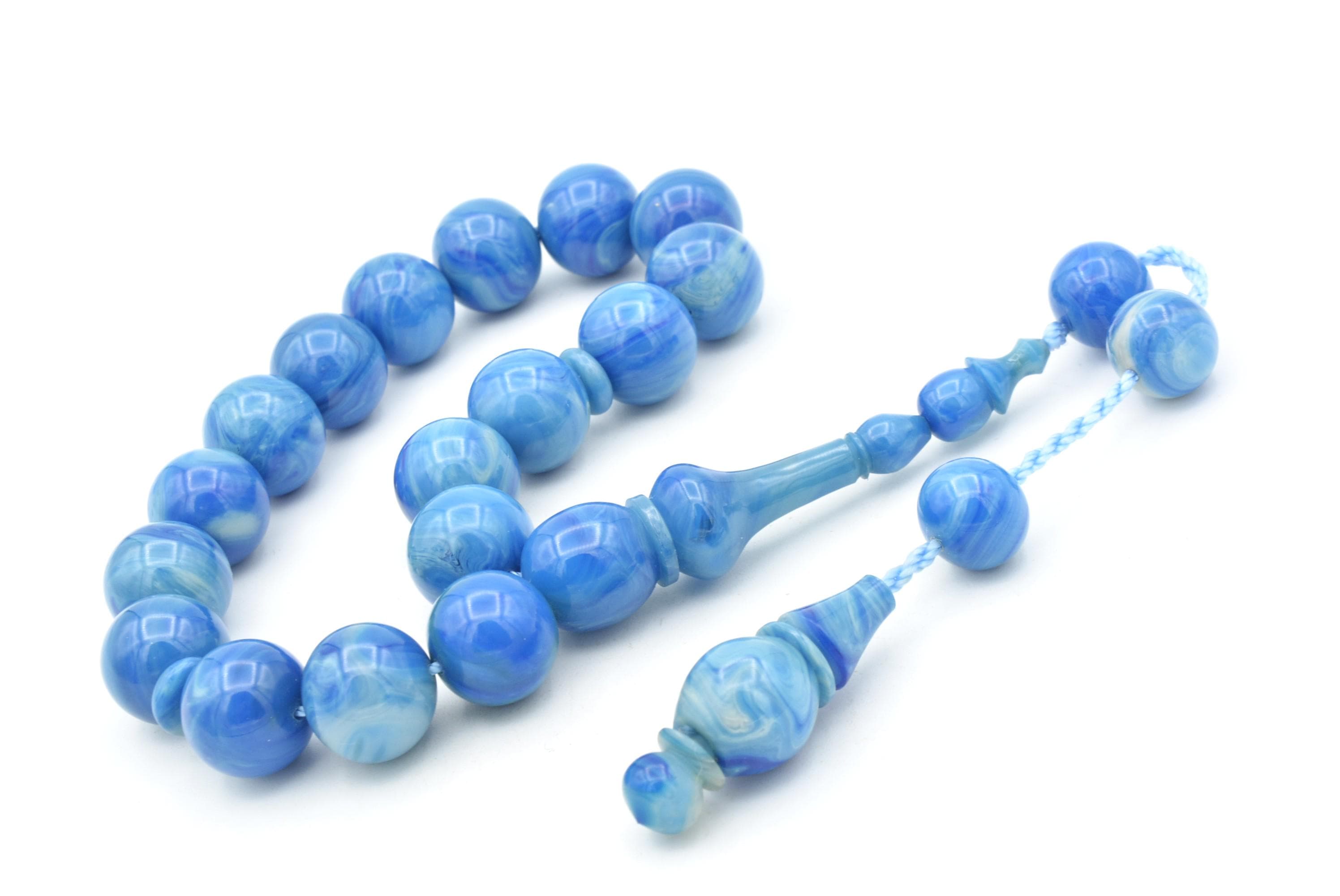 Blue Amber Rosary: 17-Bead Bakelite Tasbih Misbaha - image 4
