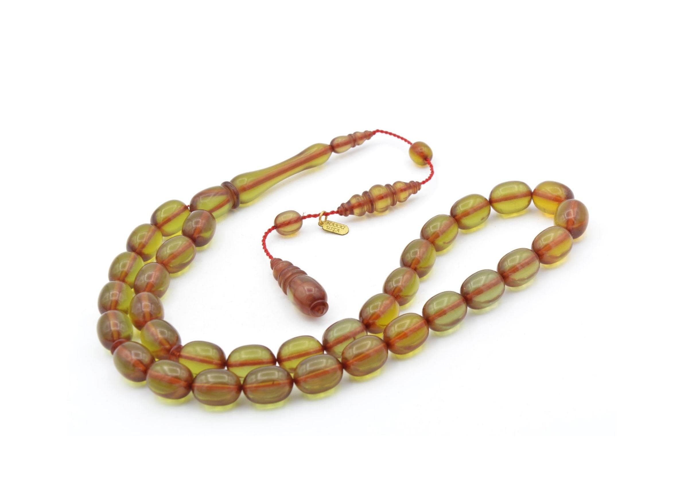 Capsule Model Bakelite Amber 33 Beads Rosary, Bakelite Amber 33 Beads Prayer Beads