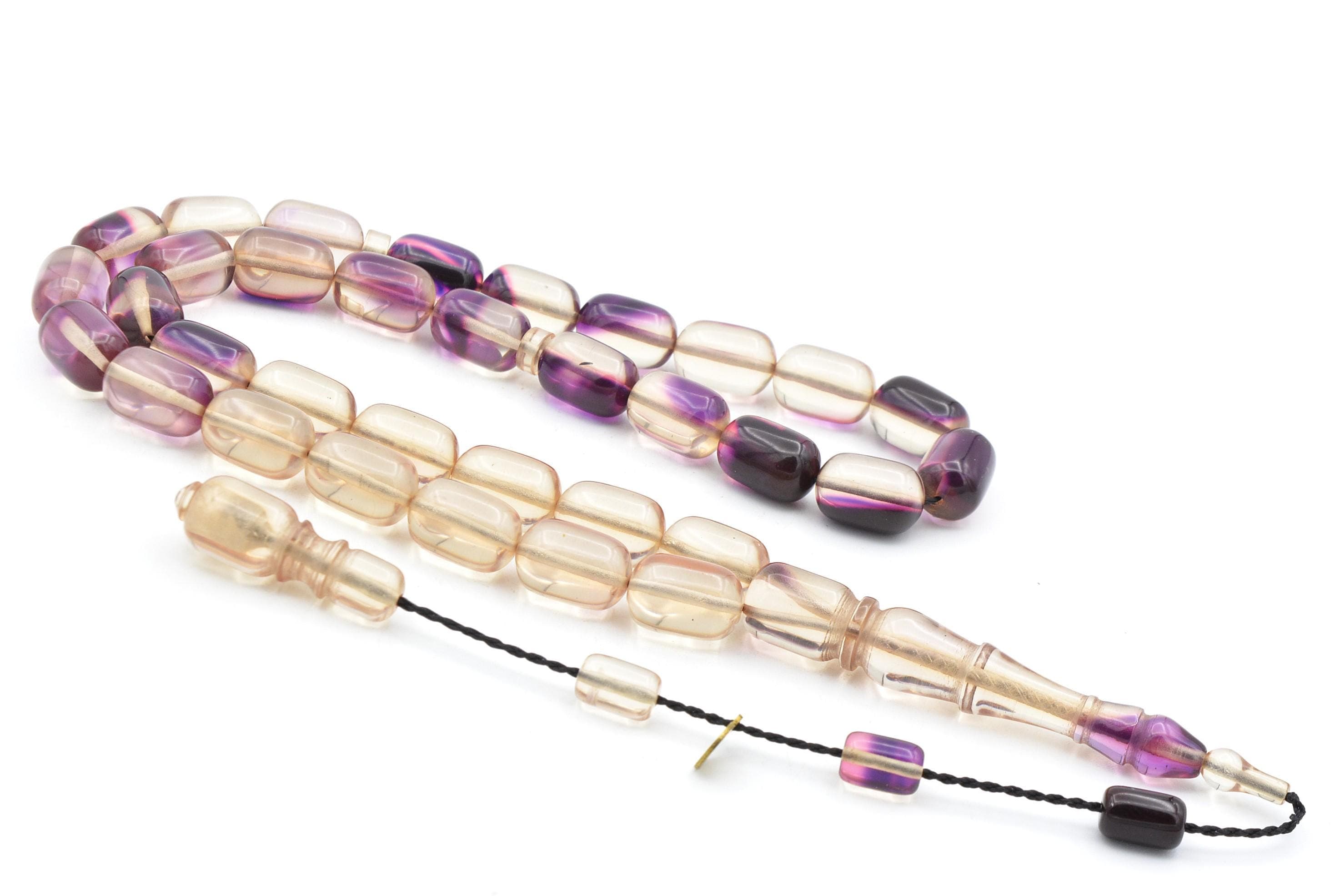 Master Made Colorful Bakelite Amber Rosary, 33 Beads Tasbih Prayer Beads, Bakelite Amber, Amber 33 Beads, Purple Bakelite Amber 33 Beads - image 3
