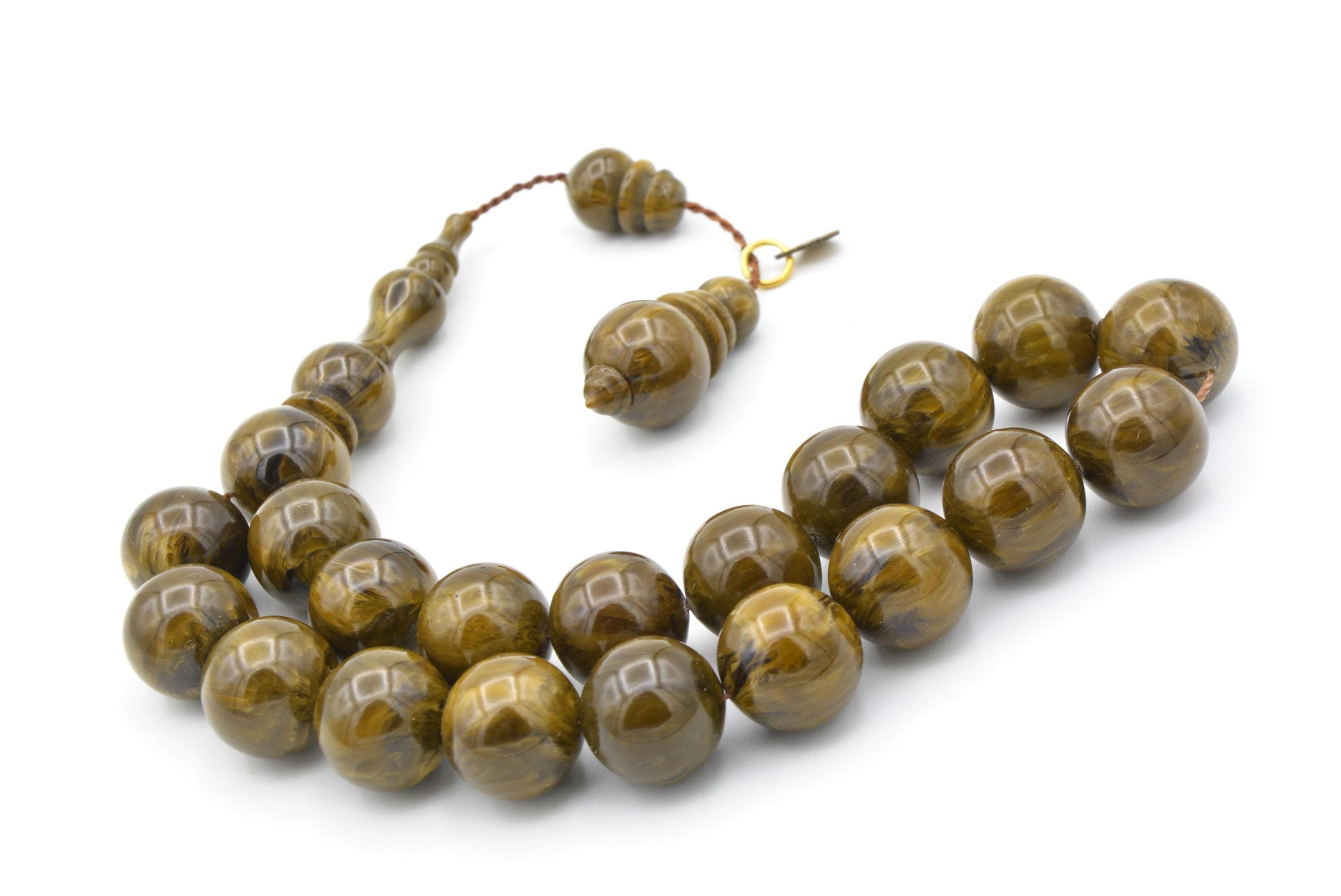 Vefa Master's Green Bakelite Amber 17 Beads Rosary, Green Bakelite Amber, Burgundy Bakelite Amber 17 Beads Tasbih, Burgundy Bakelite Amber - image 5
