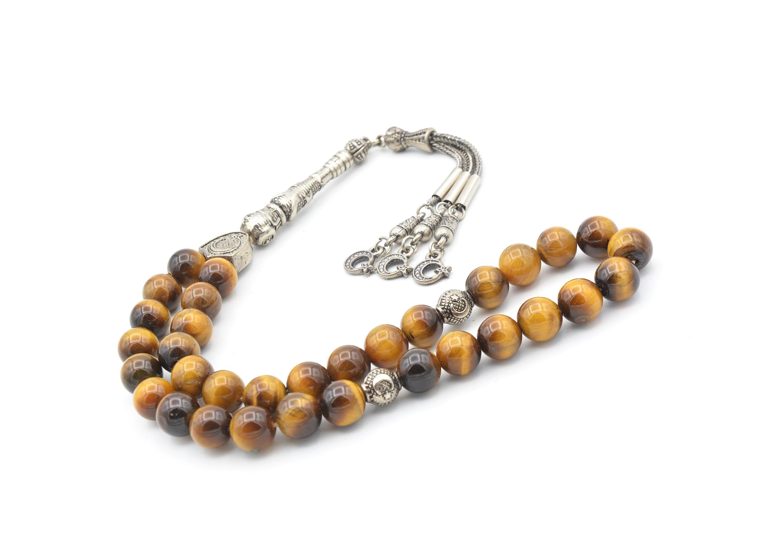 Tiger Eye 33 Prayer Beads, Tiger Eye 33 Beads Tasbih, Tiger Eye Prayer Beads, Tiger Eye Tasbeeh, Tiger Eye Stone Tasbih, Tiger Eye Rosary