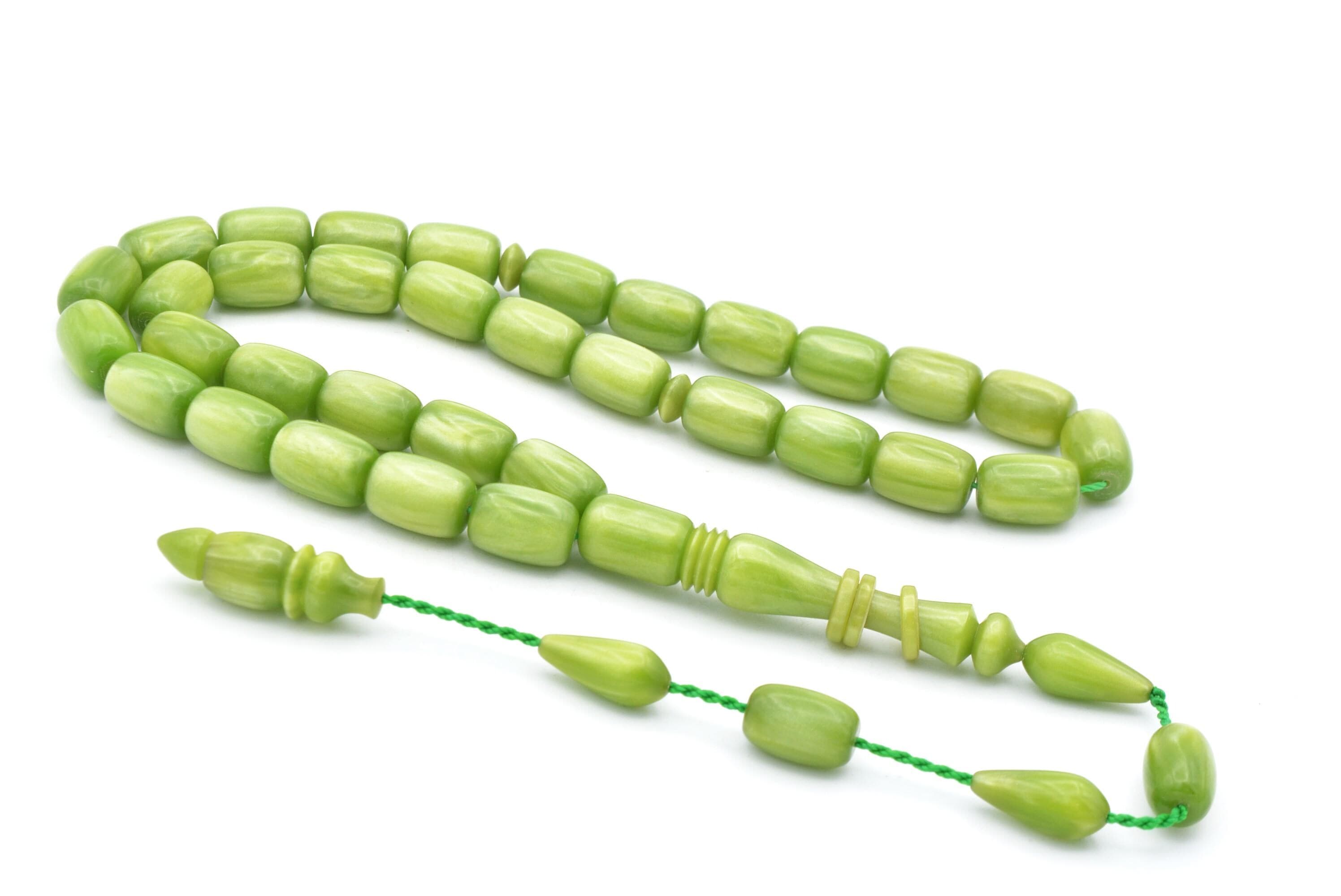 Master Ahmed Emin Green Bakelite Amber Rosary: 33-Bead Tasbih - image 4