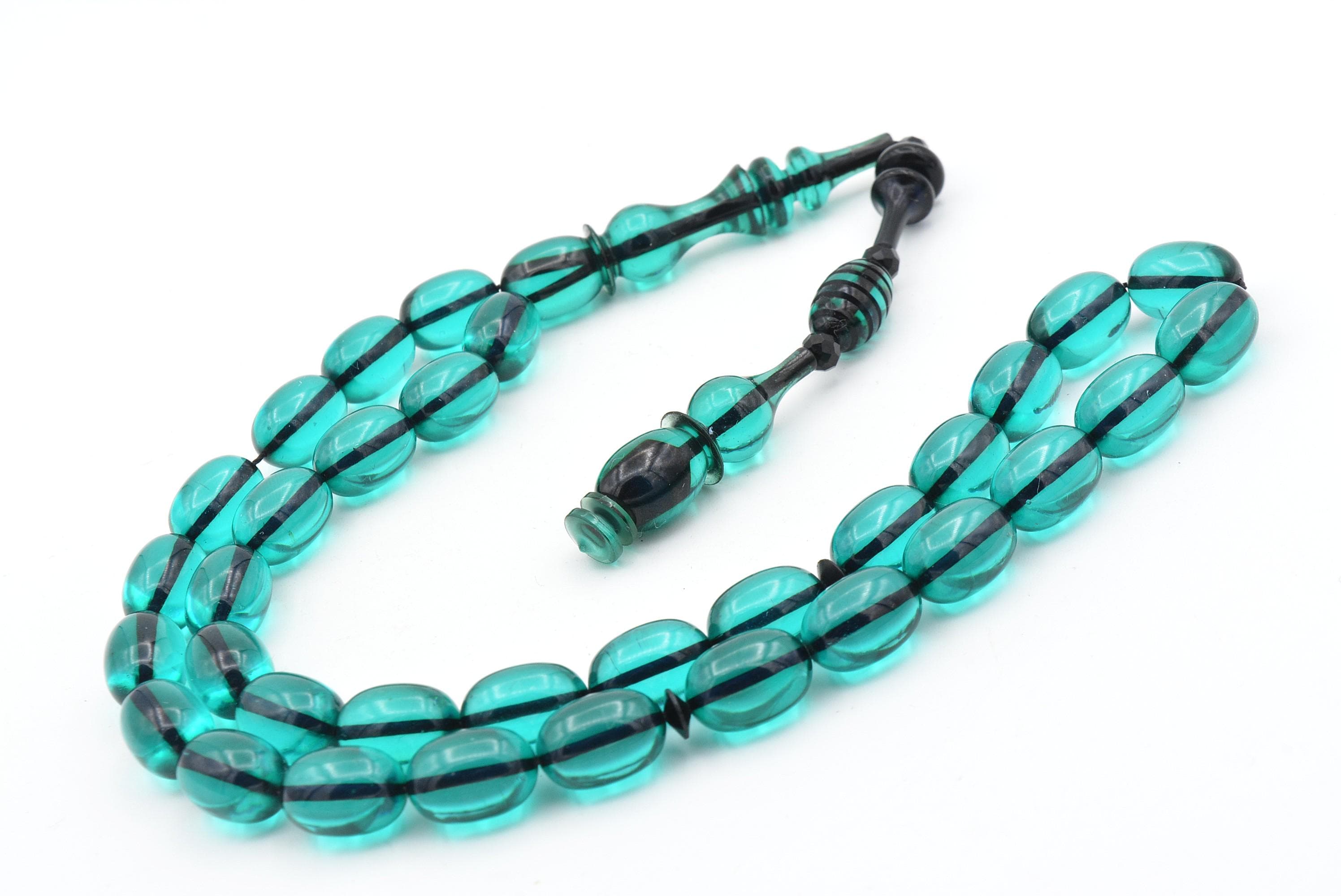Masterstroke Blue Bakelite Amber Rosary 33 Beads, Islamic, Misbaha, Tasbeeh, Muslim, Tasbih, Gift, Orange Bakelite Amber Prayer Beads - image 4