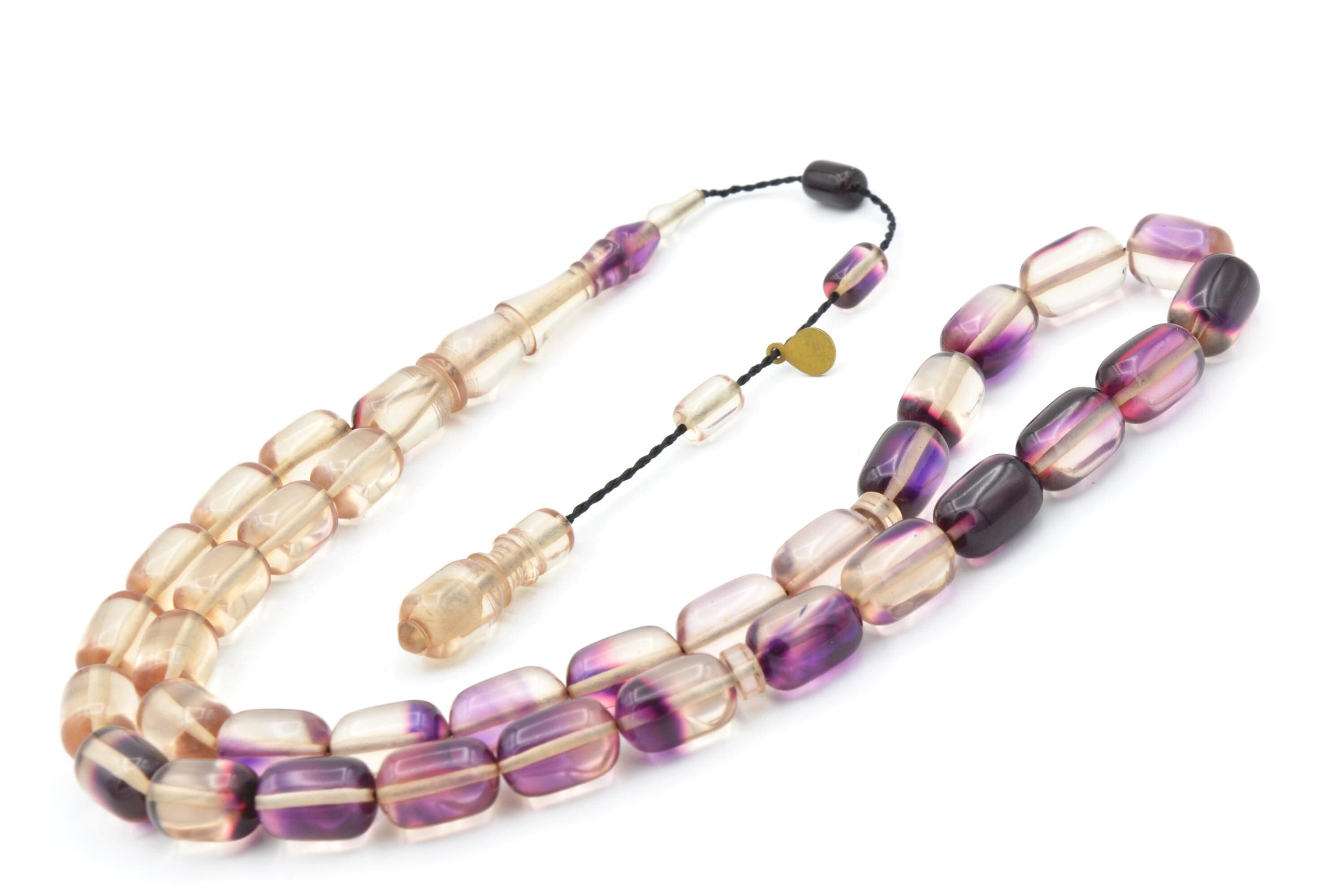 Master Made Colorful Bakelite Amber Rosary, 33 Beads Tasbih Prayer Beads, Bakelite Amber, Amber 33 Beads, Purple Bakelite Amber 33 Beads - image 5
