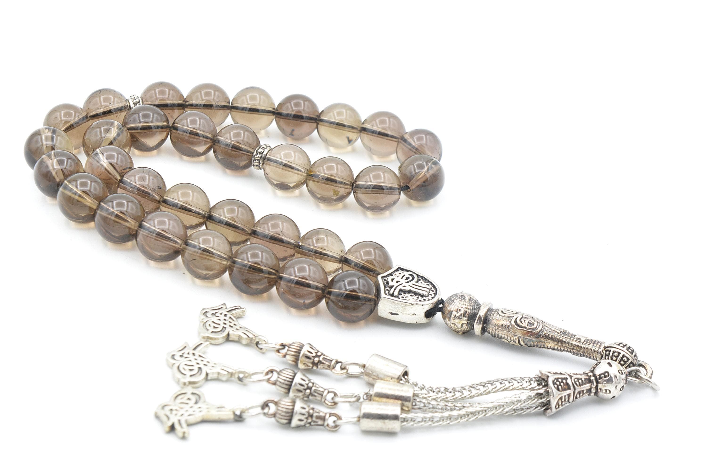 Smoky Quartz 33 Prayer Beads, Smoky Quartz 33 Beads Tasbih, Smoky Quartz Islamic Misbaha, Smoky Quartz 10 Mm Beads, Smoky Quartz Tasbeeh - image 3
