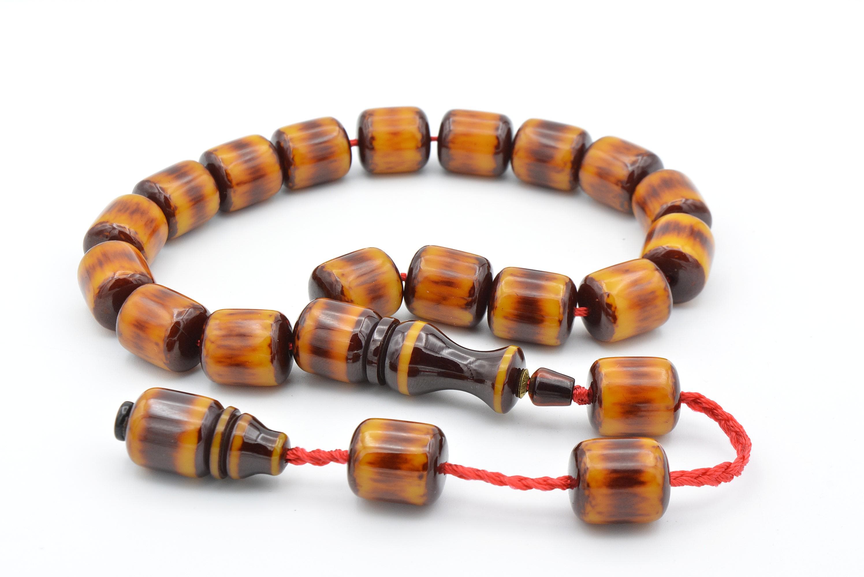 Nael Master's Brown Orange Bakelite Amber Rosary Beads, 17 Beads Rosary - image 4