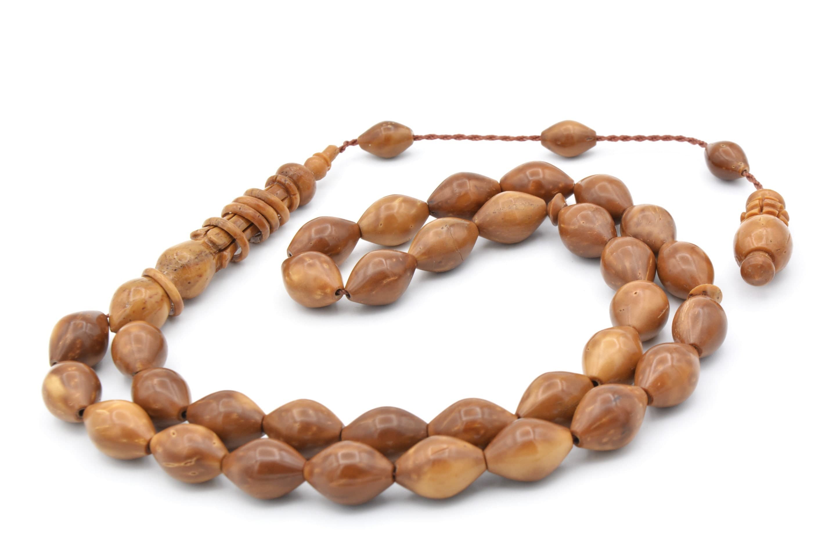 Workmanship Natural Coca Tree Kuka Rosary,33 Beads Islamic Prayer Beads, Kuka Tesbih, Tasbih, Misbaha, Tasbeeh, Muslim, Kuka Tesbih, Sibha - image 3