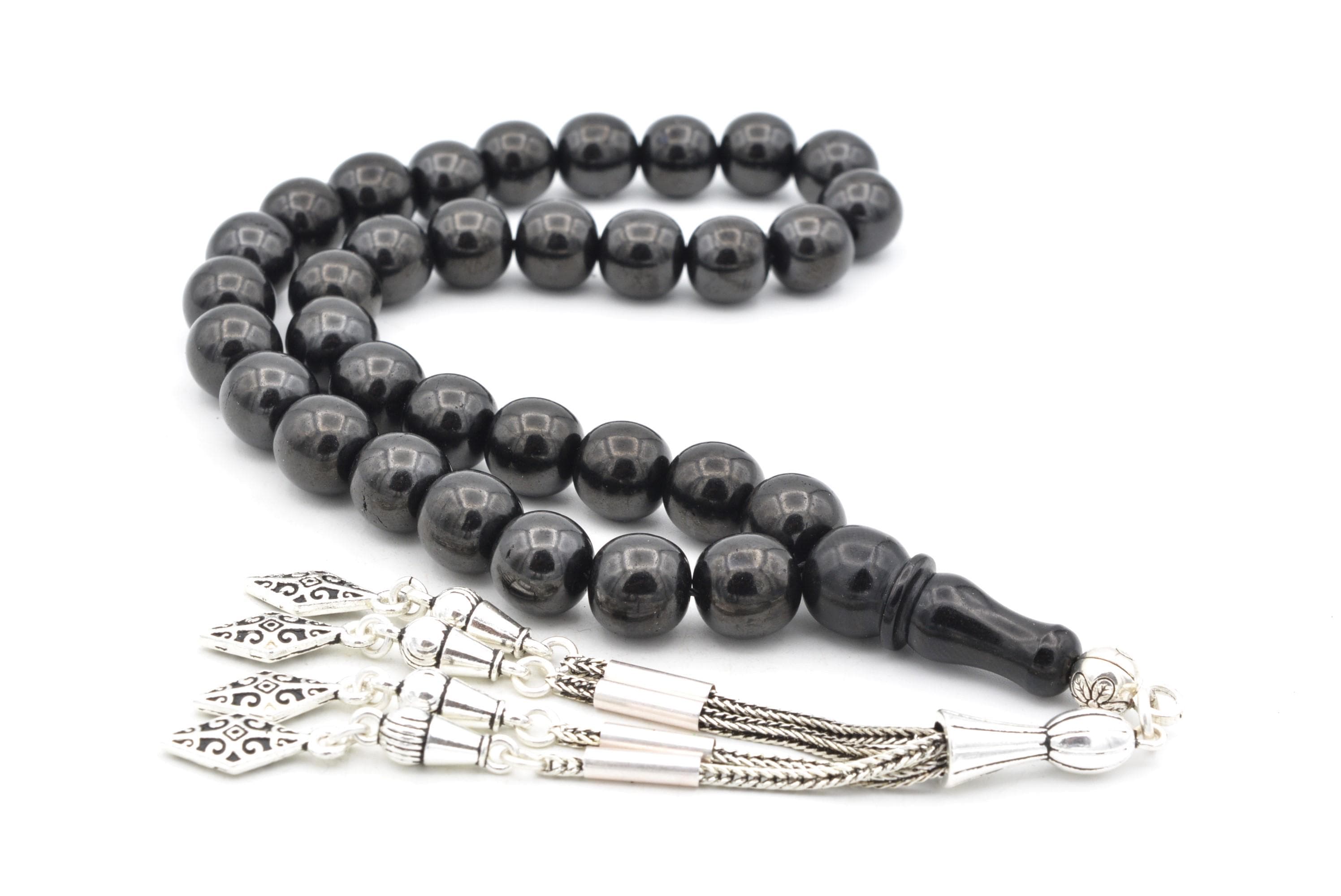 Globe Cut Original 33 Beads Oltu Stone Tesbih, Jet Stone Tasbih, Oltu, Islamic Prayer Beads, Tasbih, Misbaha, Tasbeeh, Rosary, Muslim, Gift - image 5