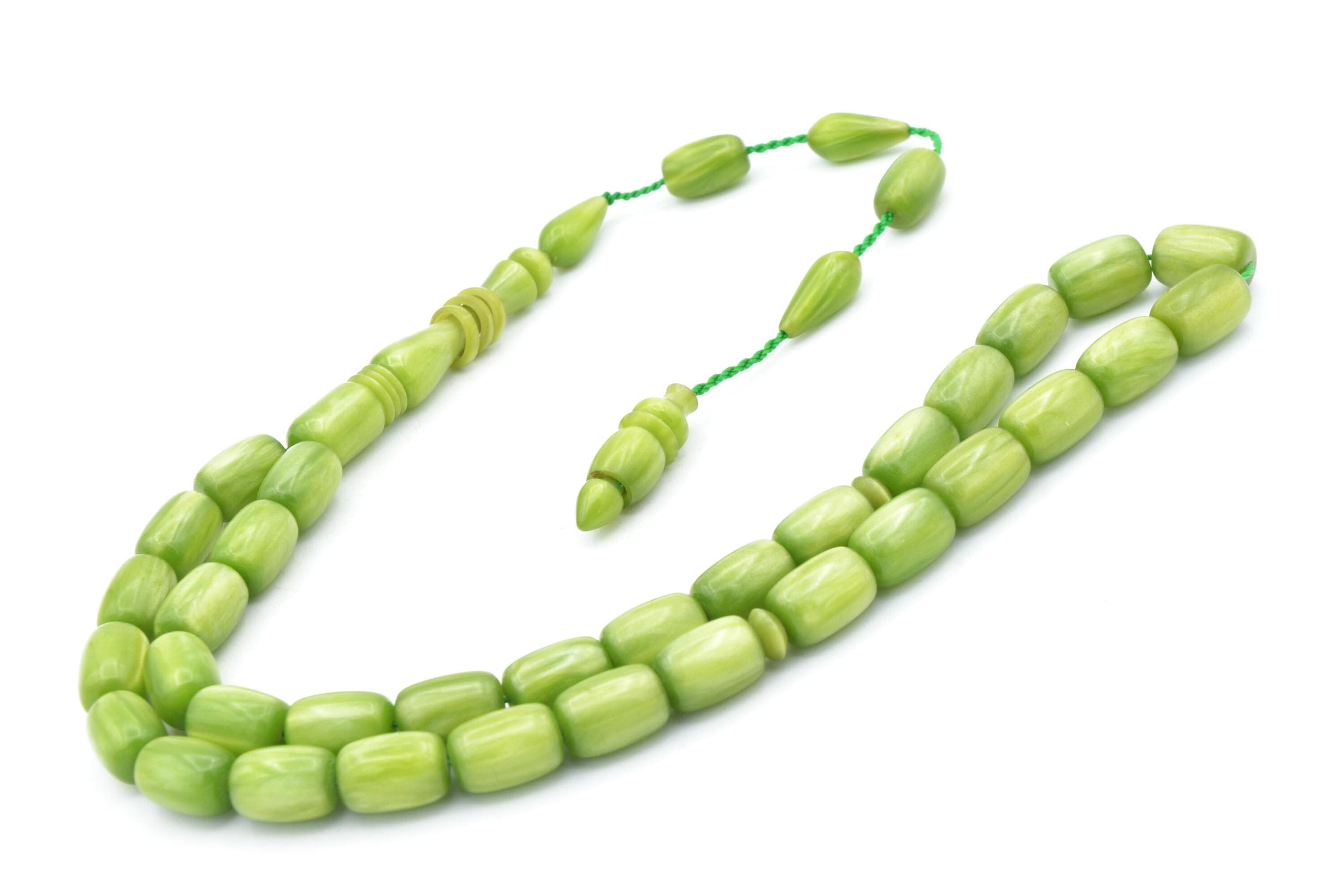 Master Ahmed Emin Green Bakelite Amber Rosary: 33-Bead Tasbih - image 5