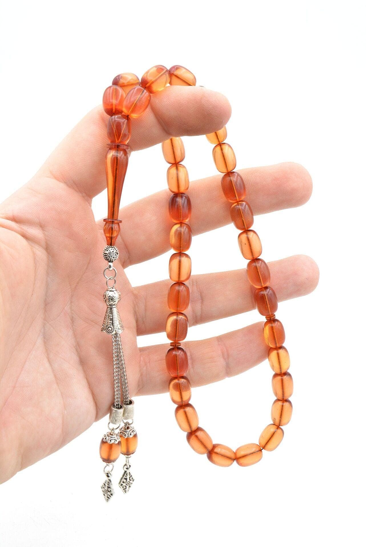 Capsule Cut Transparent Fire Amber Tasbih 33 Beads, Islamic, Misbaha, Rosary, Tasbeeh, Muslim, Tasbih, Sibha,Muslim Gift, Prayer Beads, Big - image 5