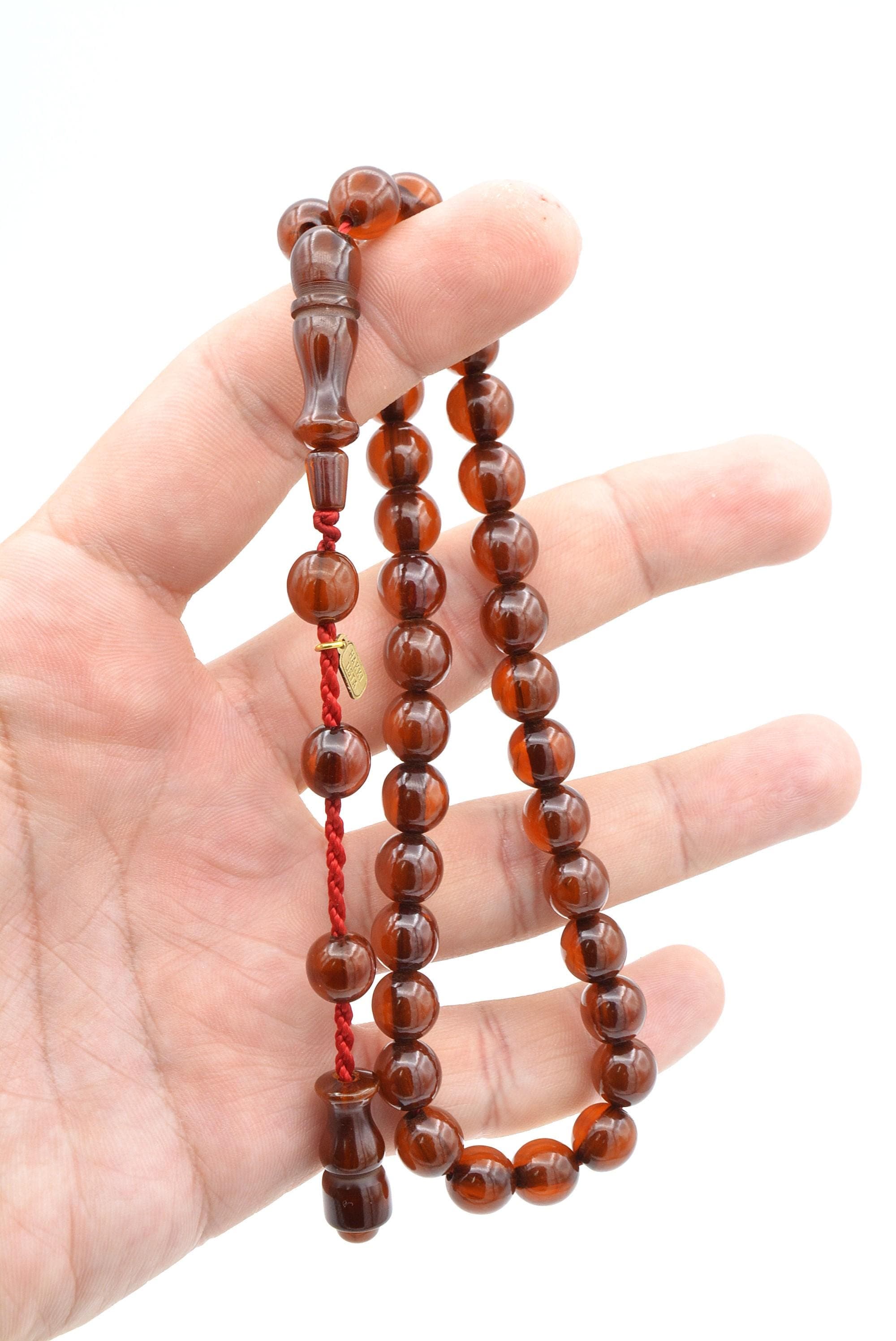 Wavy Amber Tasbih Rosary: 33 Islamic Prayer Beads - image 5