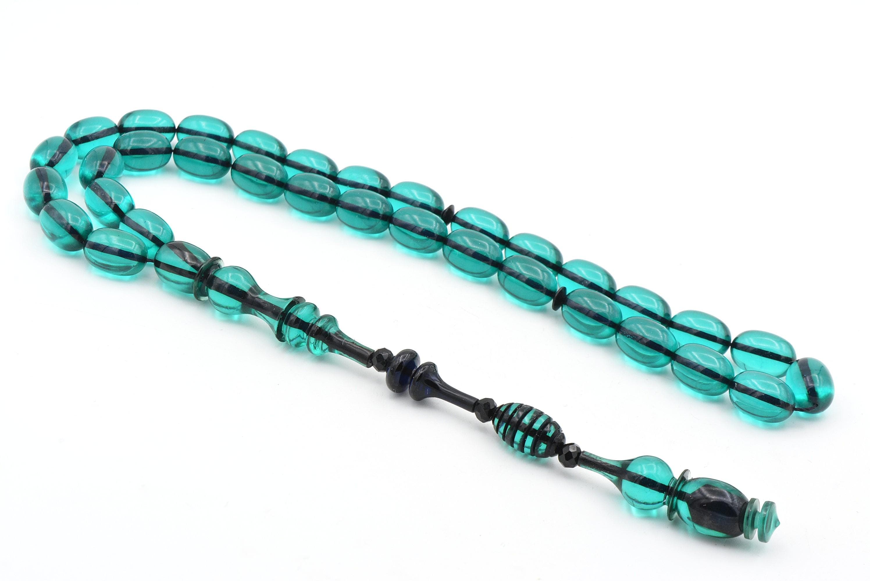 Masterstroke Blue Bakelite Amber Rosary 33 Beads, Islamic, Misbaha, Tasbeeh, Muslim, Tasbih, Gift, Orange Bakelite Amber Prayer Beads - image 5