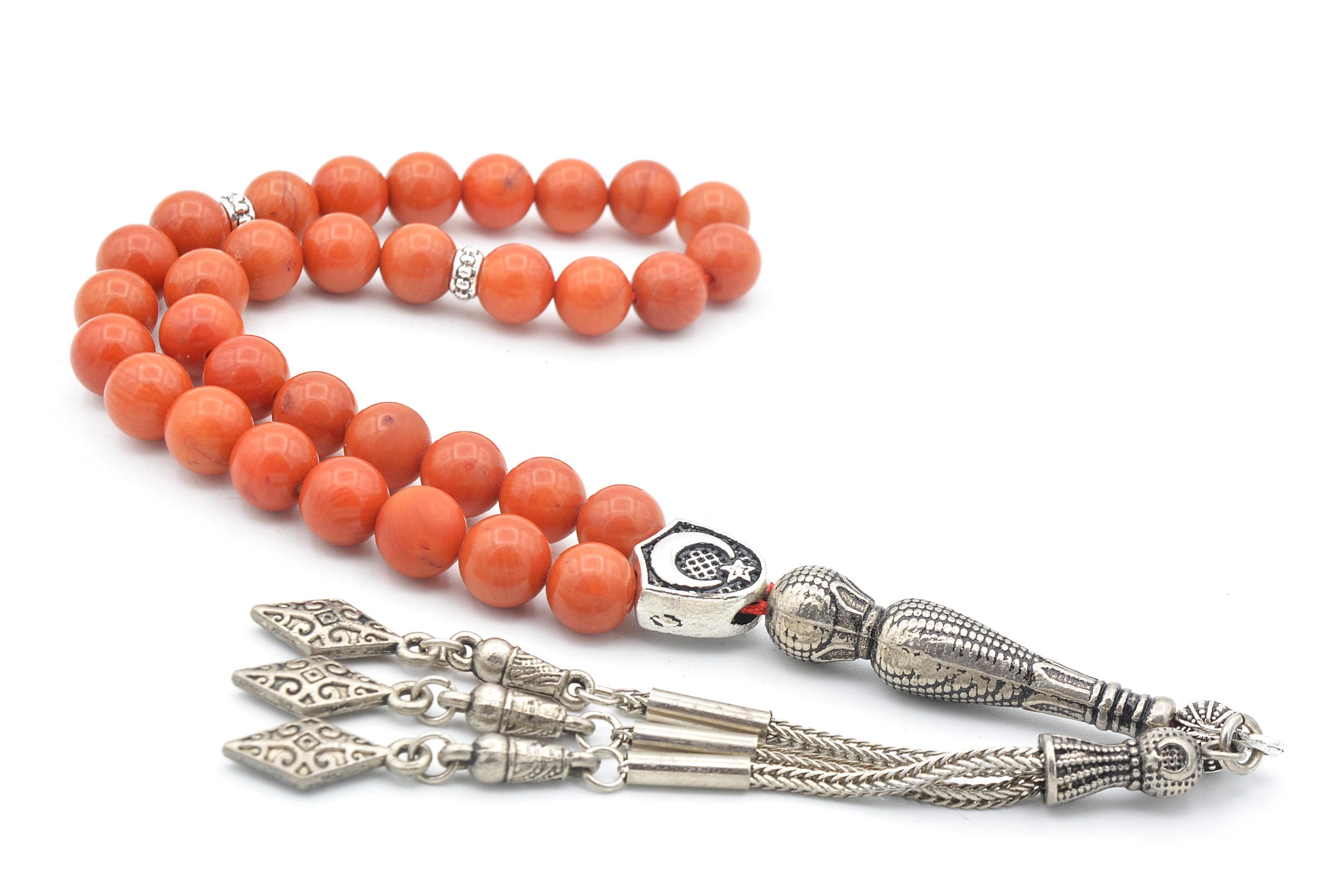 Bamboo Coral 33 Prayer Beads, Bamboo Coral 33 Beads Tasbih, Bamboo Coral Prayer Beads, Bamboo Coral Tasbeeh, Bamboo Coral Rosary, Coral - image 3