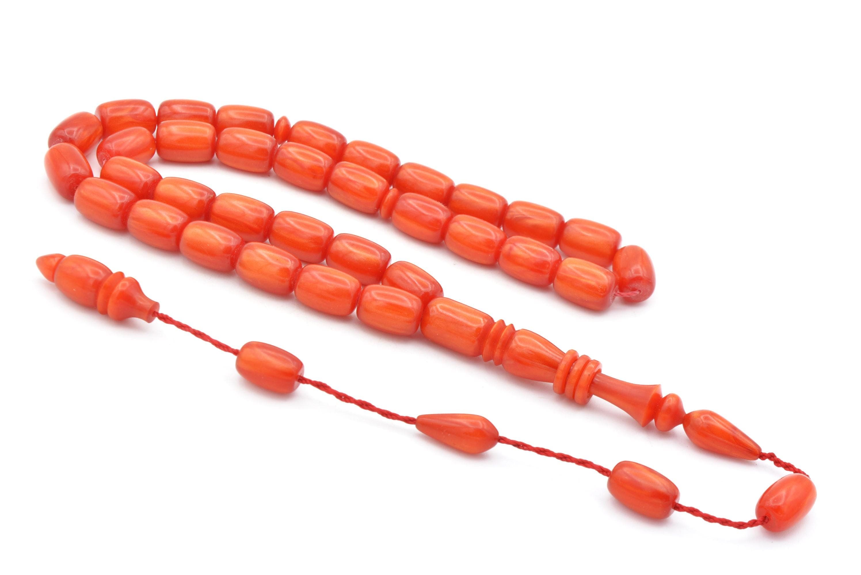 Orange Bakelite Amber Rosary: 33-Bead Tasbih Misbaha - image 3