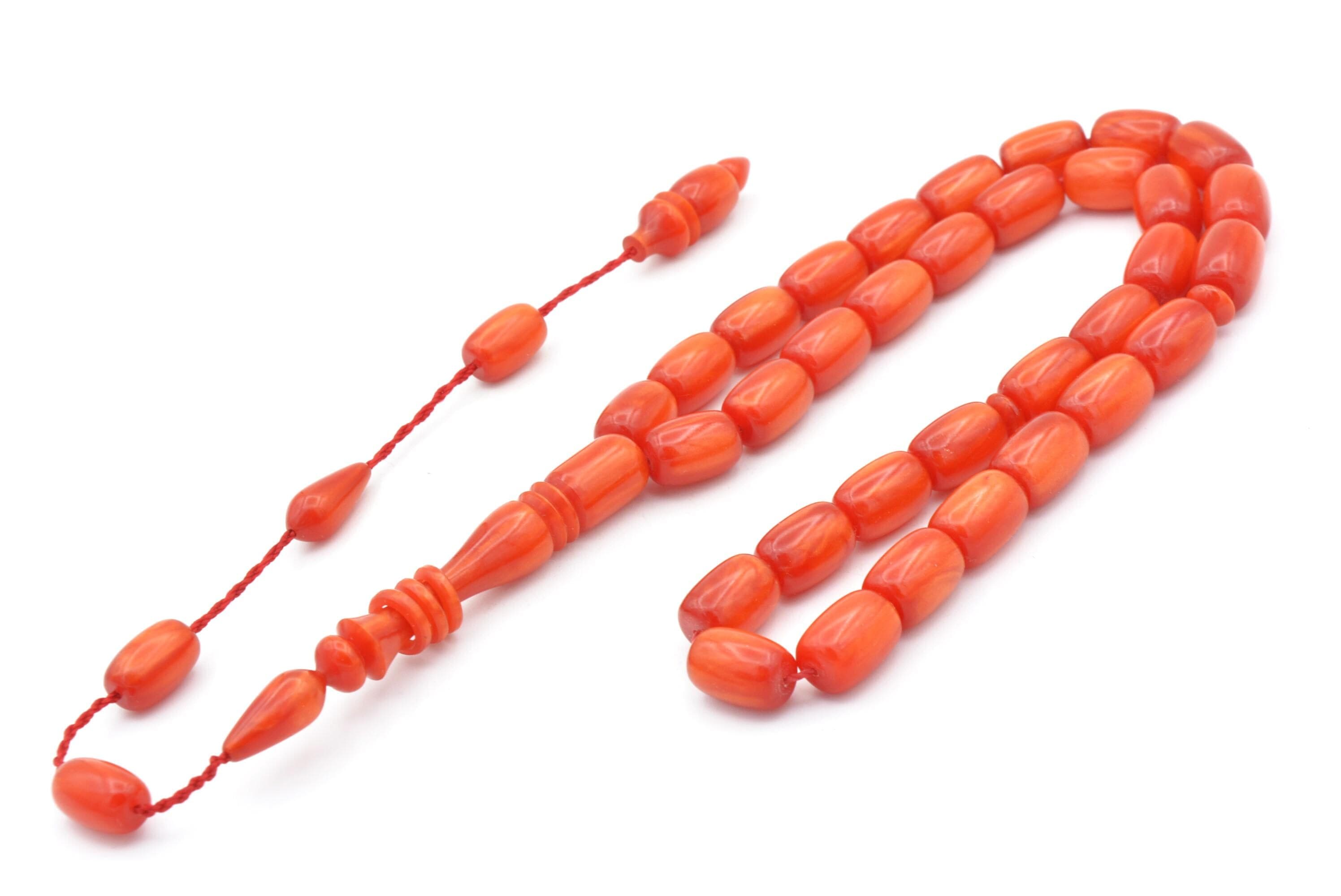 Orange Bakelite Amber Rosary: 33-Bead Tasbih Misbaha - image 5