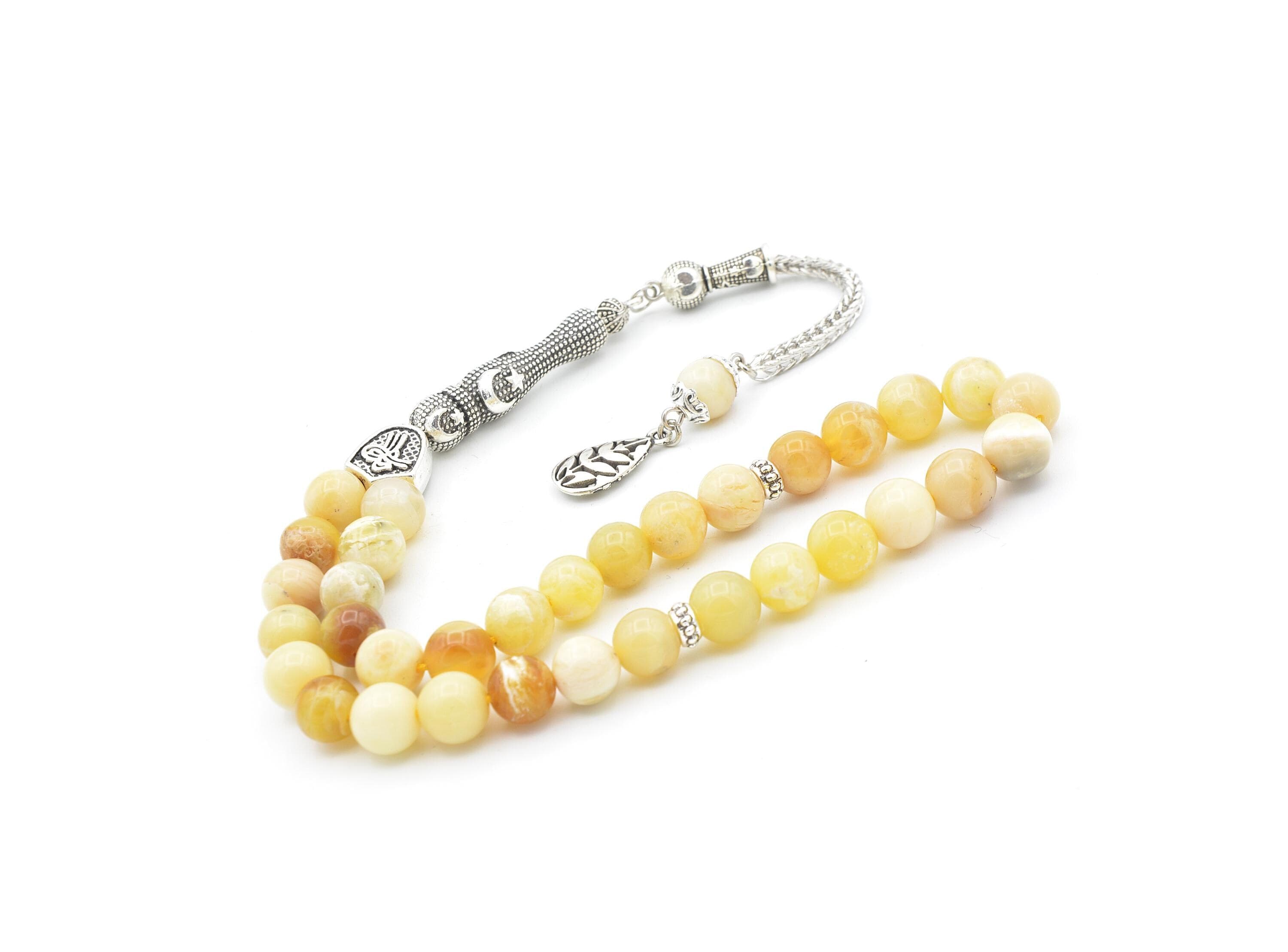 Yellow Opal 33 Prayer Beads, Yellow Opal 33 Beads Tasbih, Opal Prayer Beads, Opal Tasbeeh, Opal Stone Tasbih, Opal Rosary, Yellow Opal Stone