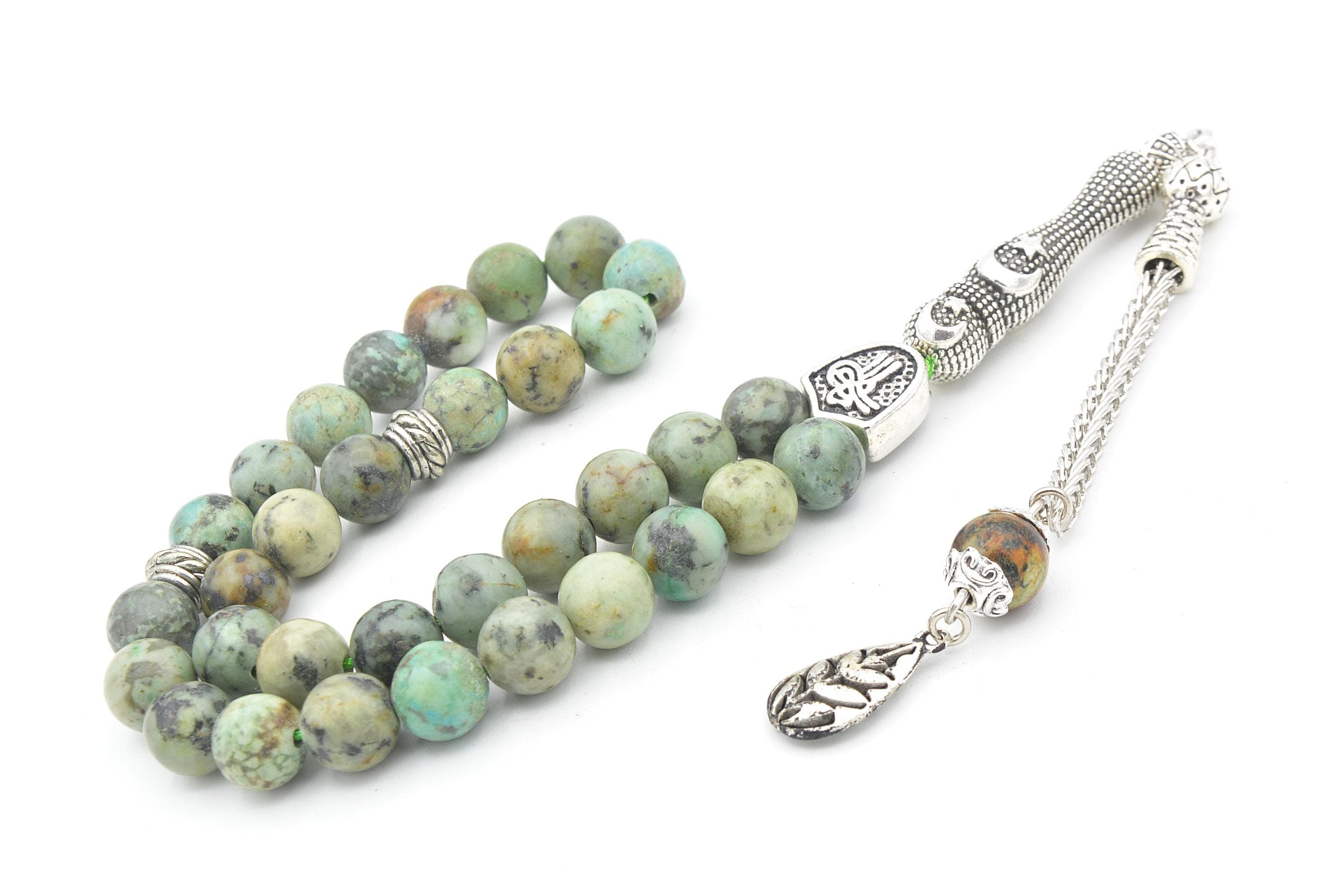 African Turquoise 33 Prayer Beads, African Turquoise 33 Beads Tasbih, Turquoise Islamic Misbaha, Turquoise Prayer Beads, Turquoise Tasbeeh - image 4