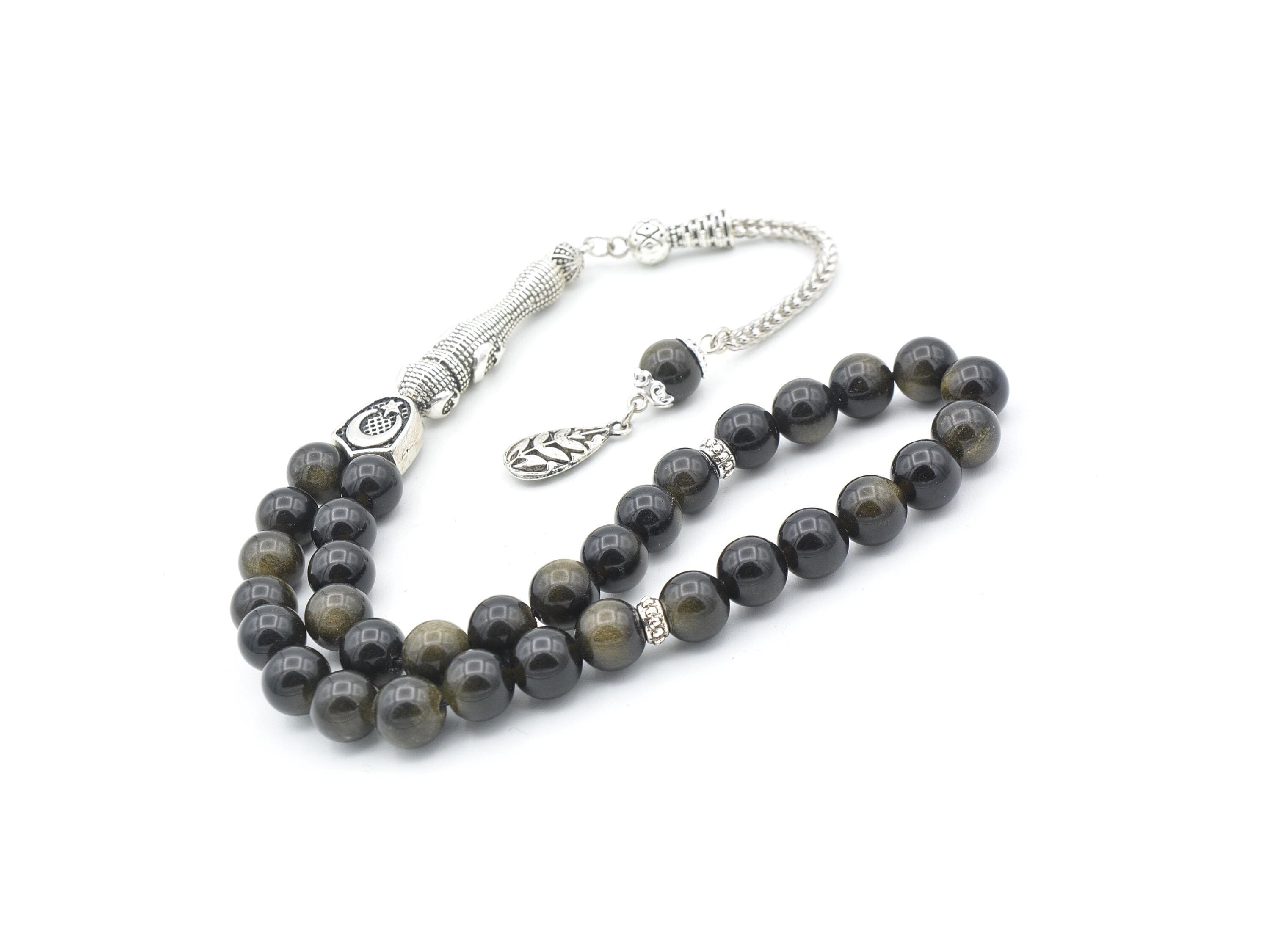 Rainbow Obsidian 33 Prayer Beads, Rainbow Obsidian 33 Beads Tasbih, Obsidian Prayer Beads, Obsidian Tasbeeh, Obsidian Stone Tasbih, Obsidian