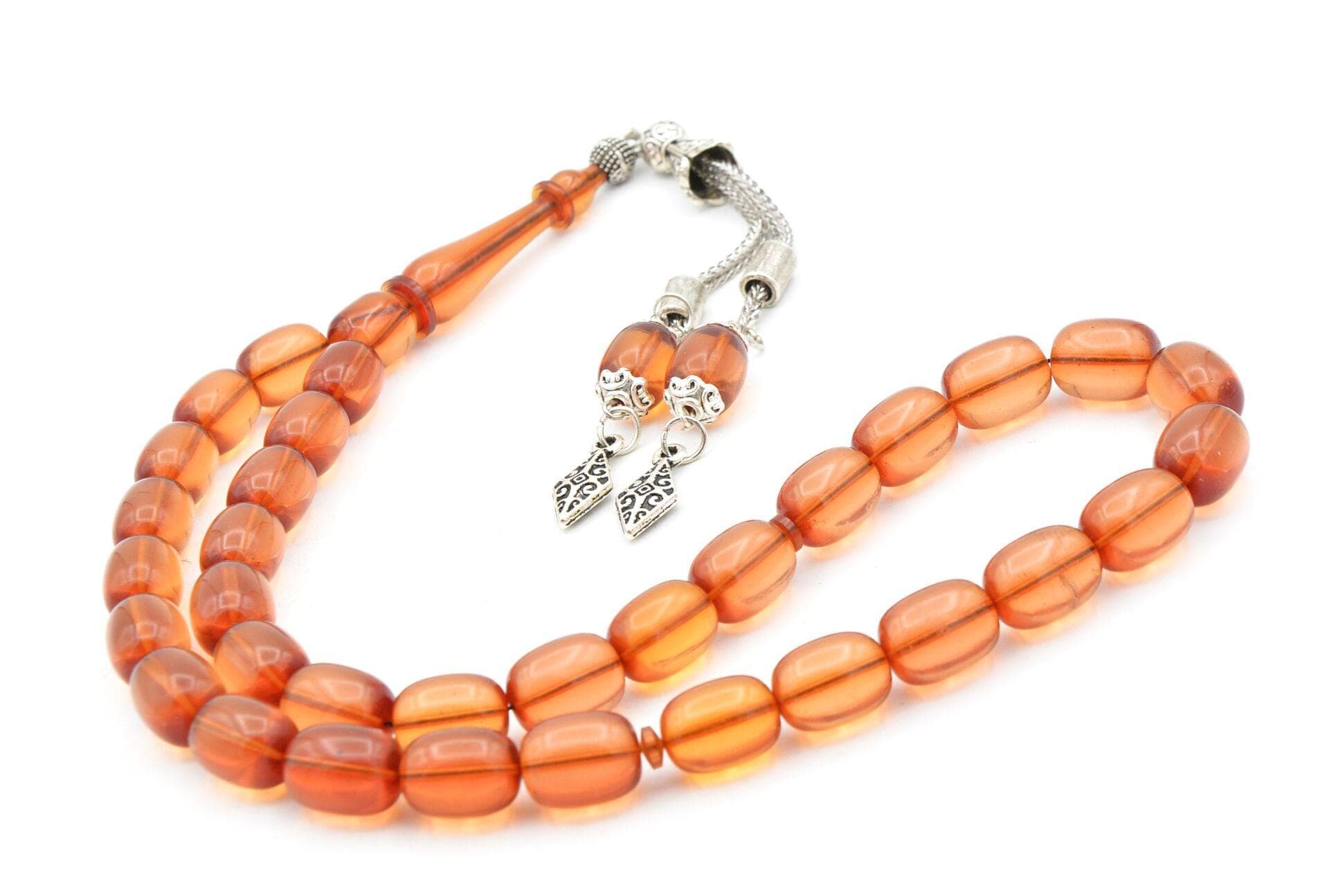 Capsule Cut Transparent Fire Amber Tasbih 33 Beads, Islamic, Misbaha, Rosary, Tasbeeh, Muslim, Tasbih, Sibha,Muslim Gift, Prayer Beads, Big - image 4
