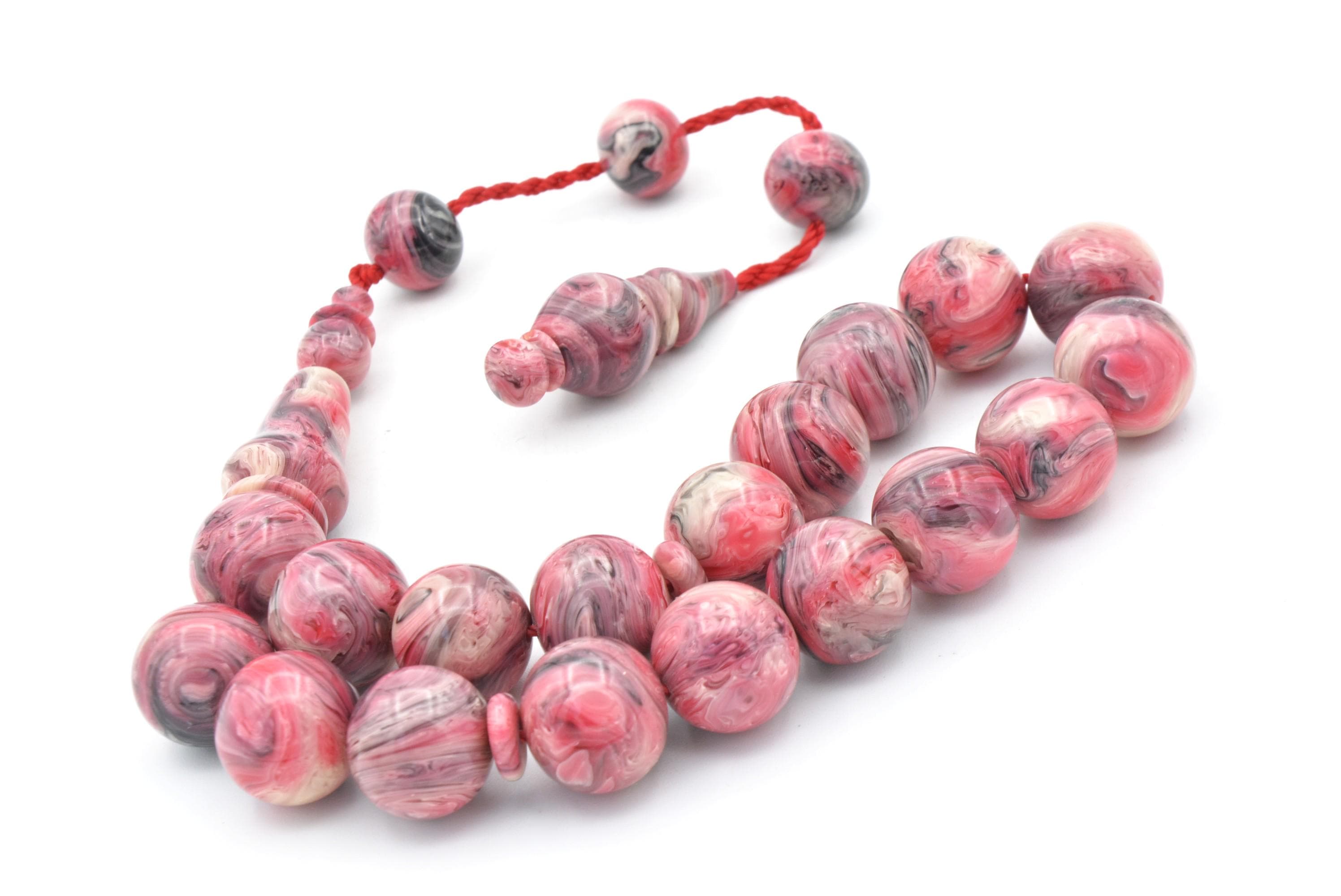 Pink Amber Rosary: 17-Bead Bakelite Tasbih Misbaha - image 4