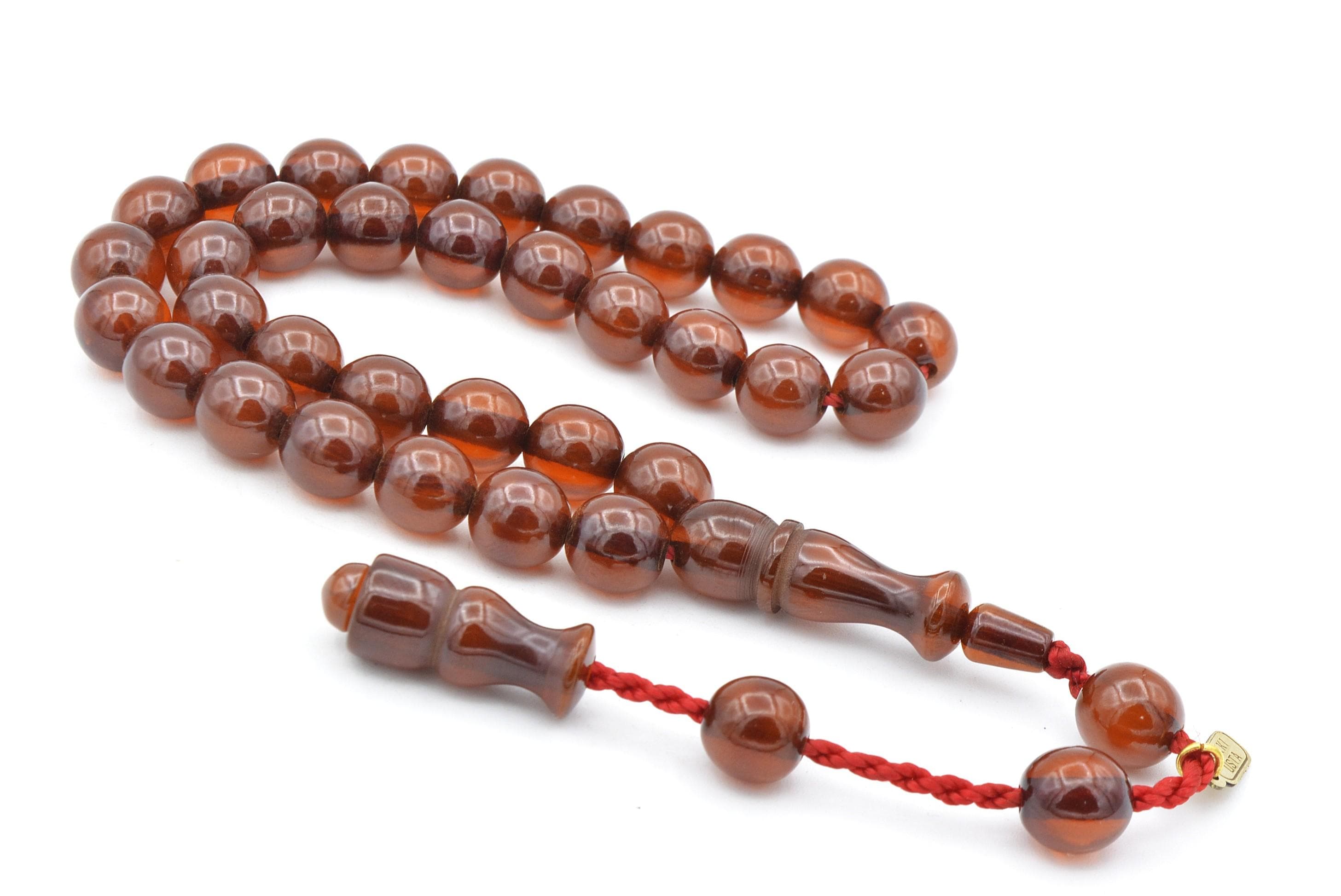 Wavy Amber Tasbih Rosary: 33 Islamic Prayer Beads - image 3