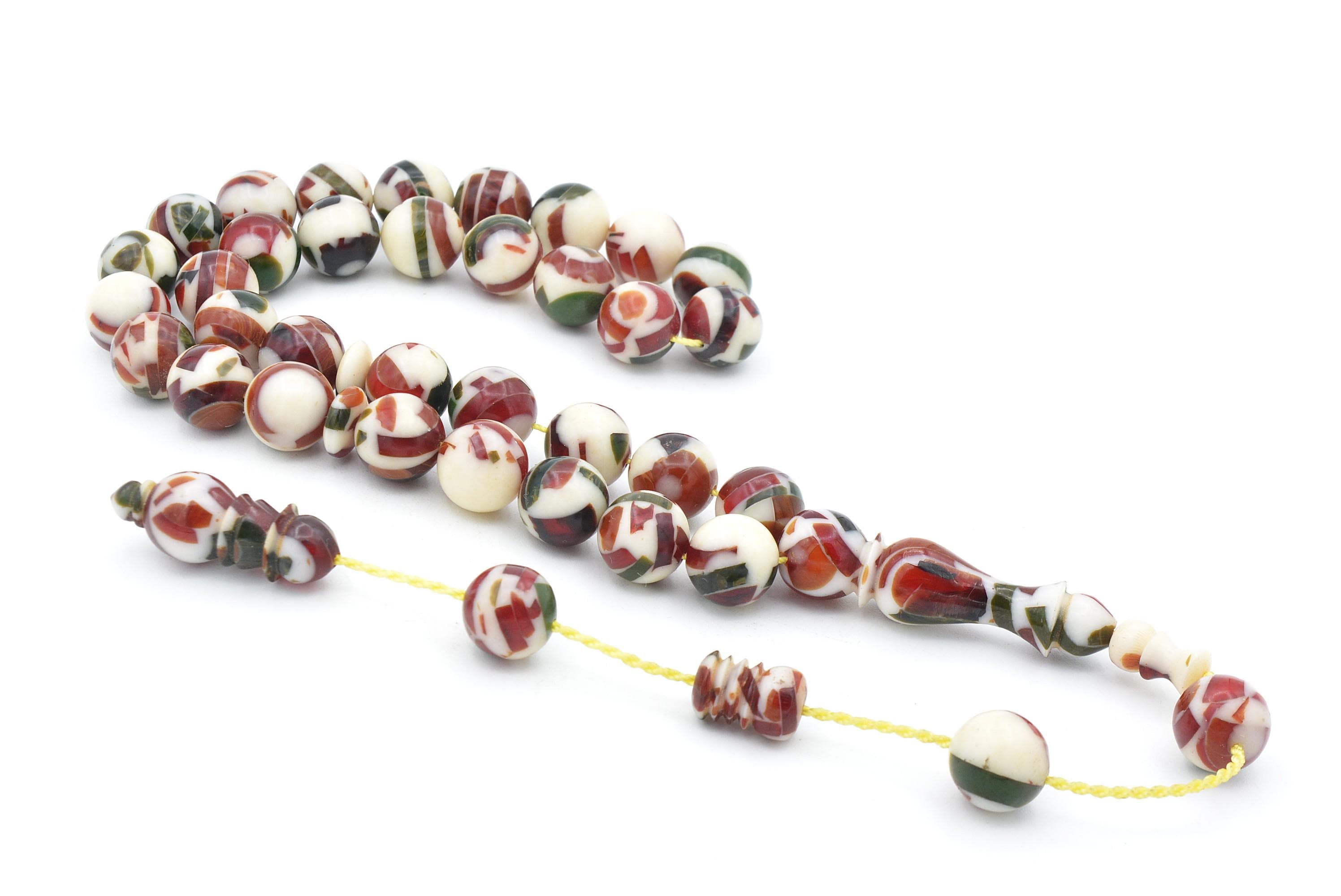 Mosaic Amber Tasbih: 33 Prayer Beads Rosary - image 3