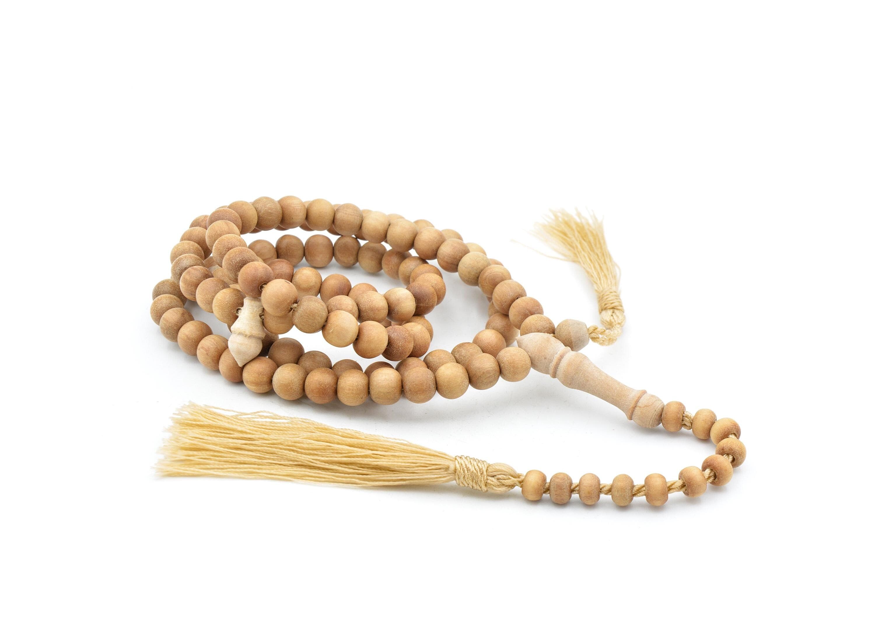 Natural Sandalwood 99 Beads Tasbih, Camphor Tasbih, Misbaha, Sandalwood Tasbeeh, Sandalwood Rosary, Tesbih, Islamic Prayer Beads