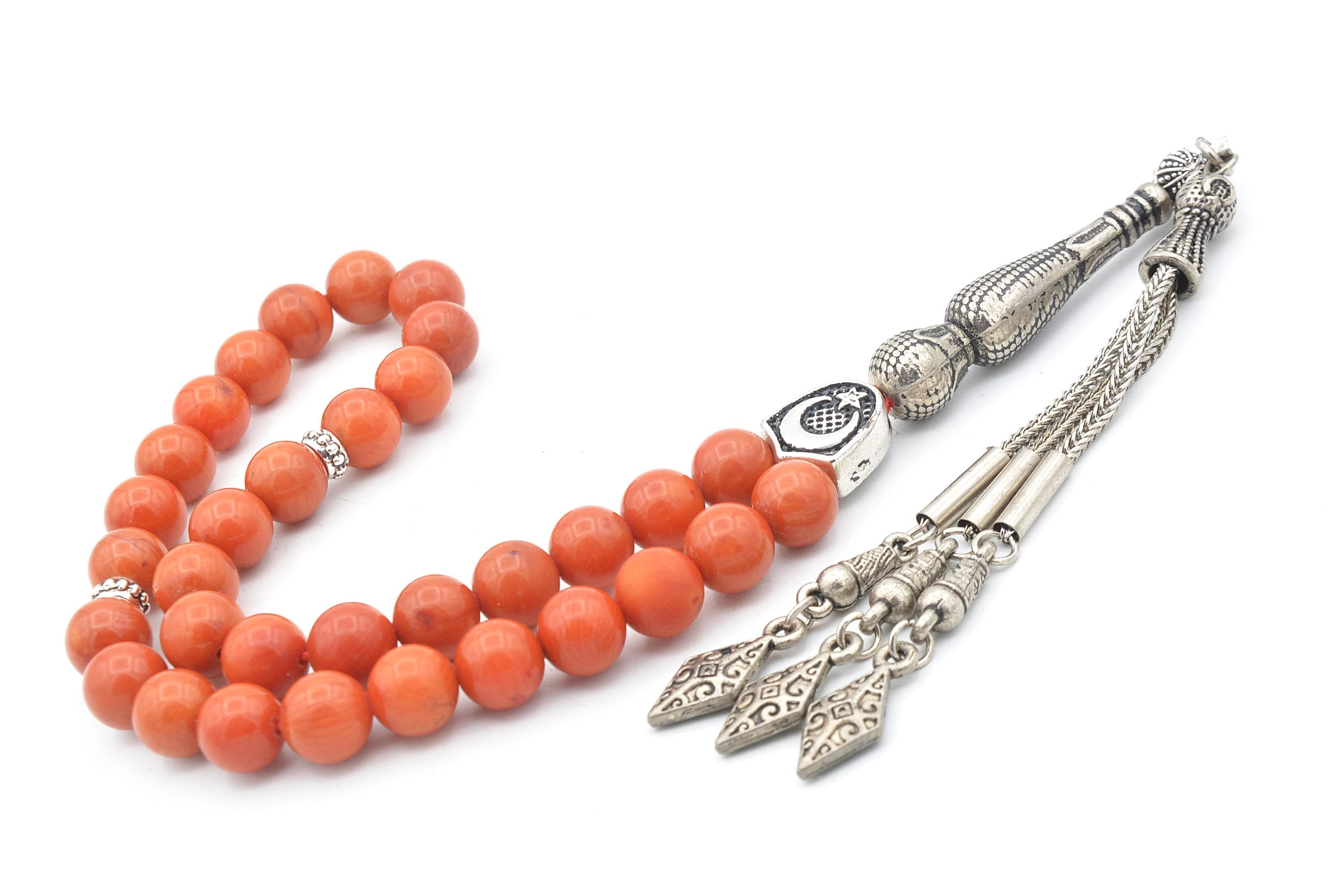 Bamboo Coral 33 Prayer Beads, Bamboo Coral 33 Beads Tasbih, Bamboo Coral Prayer Beads, Bamboo Coral Tasbeeh, Bamboo Coral Rosary, Coral - image 4