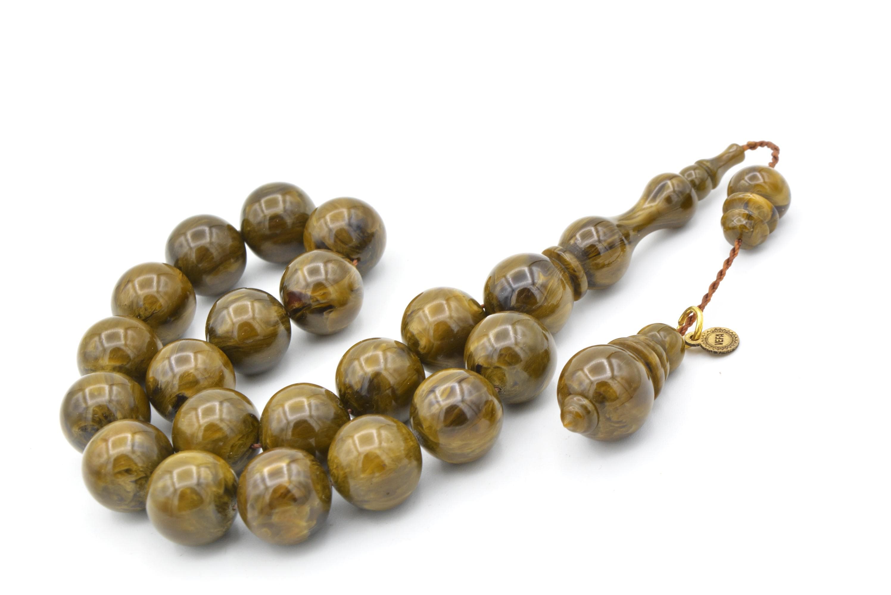 Vefa Master's Green Bakelite Amber 17 Beads Rosary, Green Bakelite Amber, Burgundy Bakelite Amber 17 Beads Tasbih, Burgundy Bakelite Amber - image 4