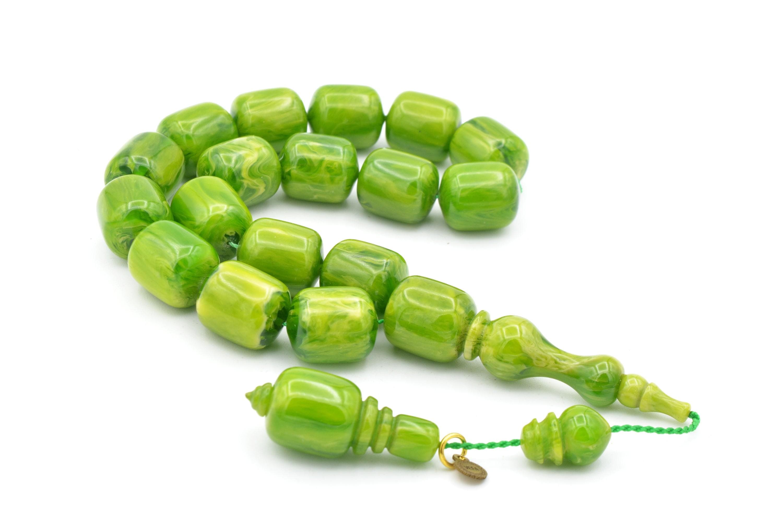 Vefa Master's Green Bakelite Amber 17 Beads Rosary, Green Bakelite Amber, Red Bakelite Amber 17 Beads Tasbih, Red Bakelite Amber 17 Beads - image 3