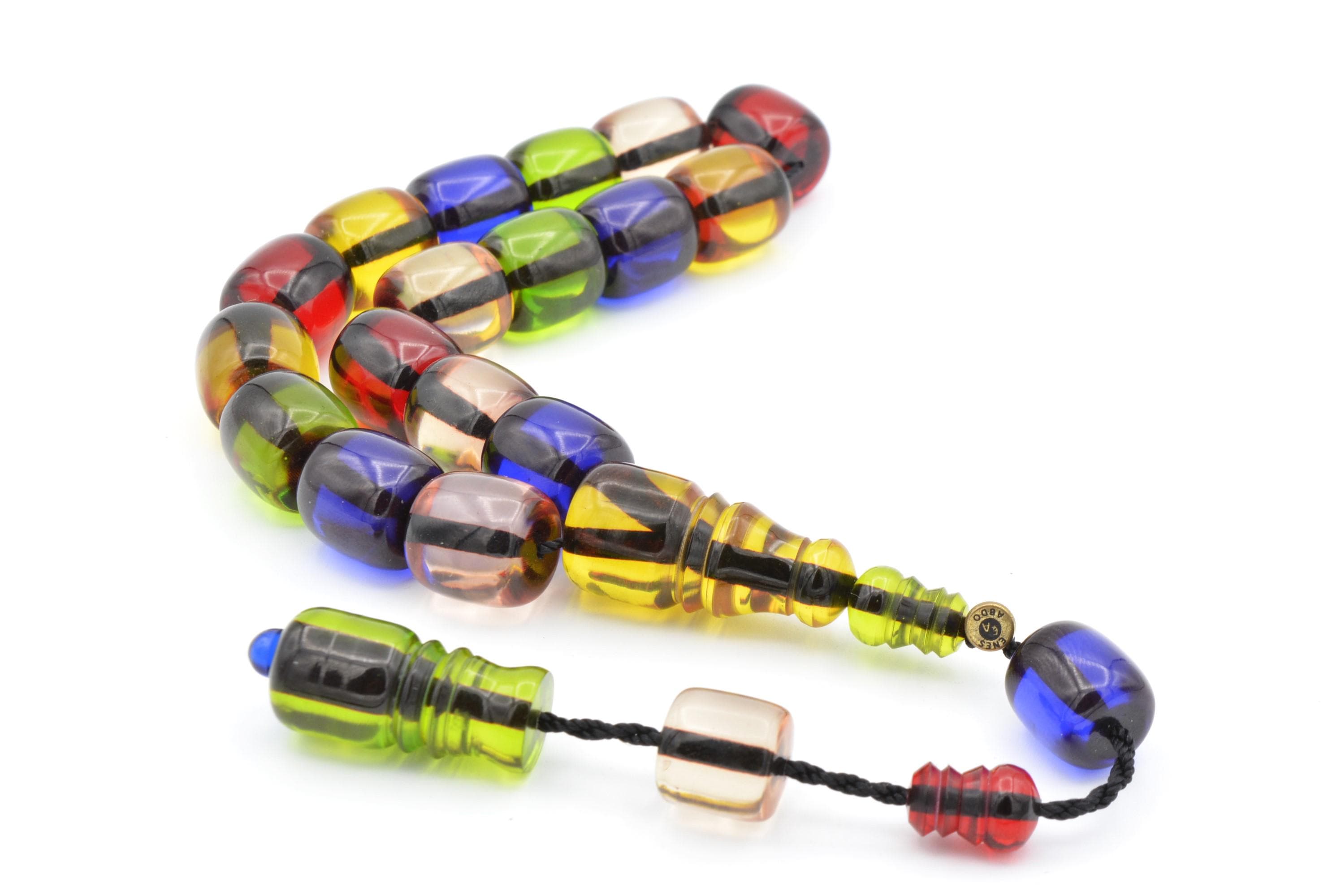 Enes Abdo Master's Colorful Tightening Amber Mascot Rosary 17 Beads, Tesbih, Misbaha, Rosary, Tasbeeh, Muslim, Tasbih, Muslim, Prayer Beads - image 2