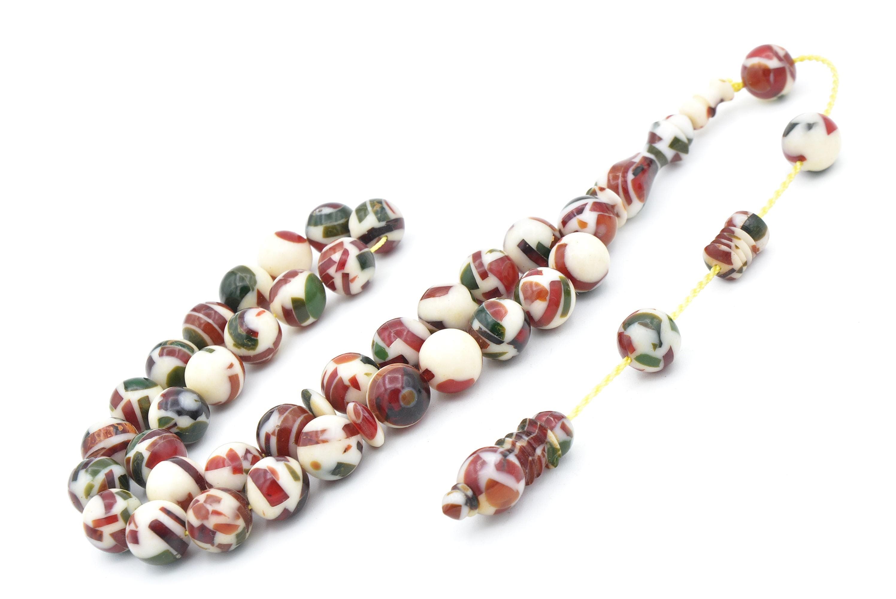 Mosaic Amber Tasbih: 33 Prayer Beads Rosary - image 4