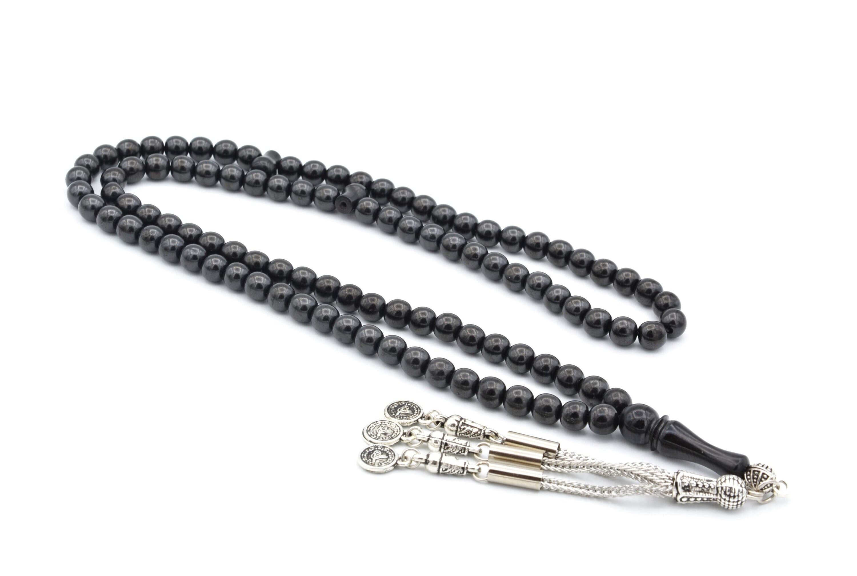 Globe Cut Original 99 Oltu Jet, Natural Stone 99 Beads, Islamic Prayer Beads, Tasbih, Misbaha, Tasbeeh, Rosary, Tasbih 33, Muslim, Tesbih