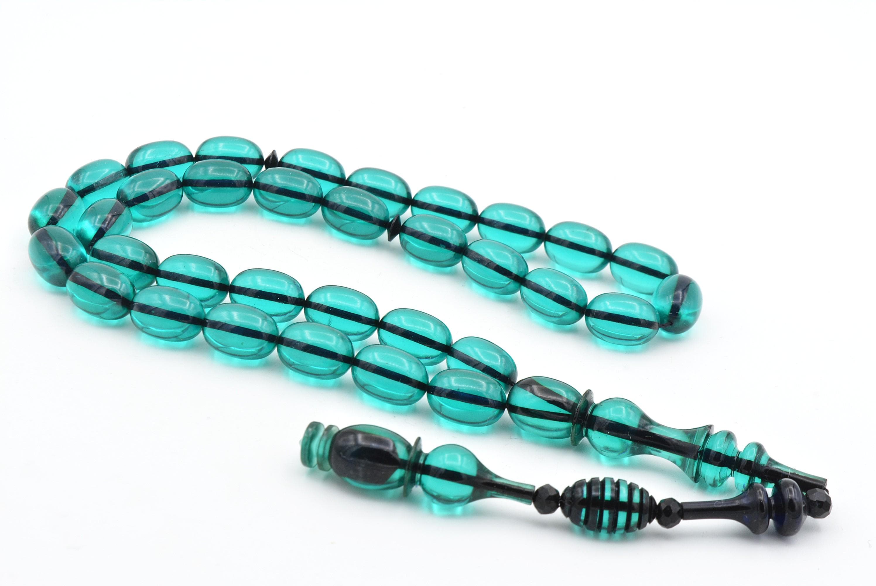 Masterstroke Blue Bakelite Amber Rosary 33 Beads, Islamic, Misbaha, Tasbeeh, Muslim, Tasbih, Gift, Orange Bakelite Amber Prayer Beads - image 3
