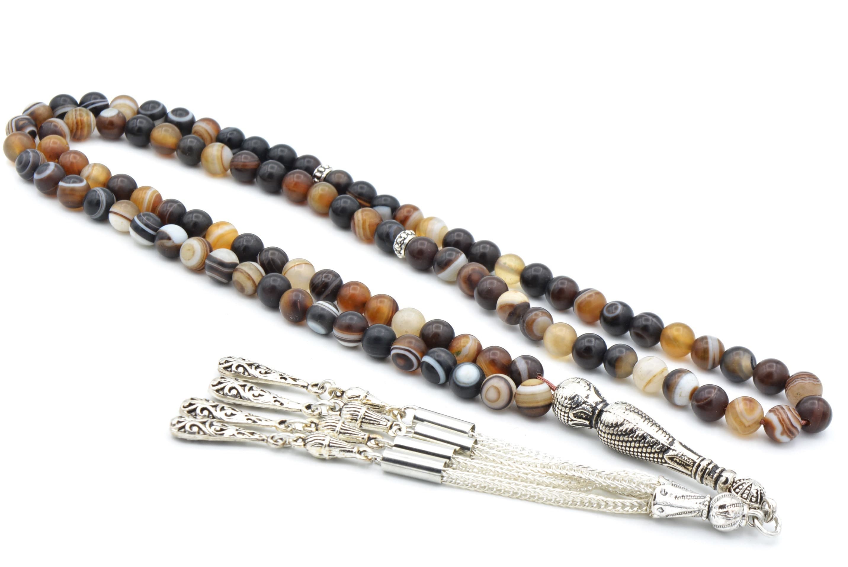 Globe Cut Real Agate Aqeeq Islamic Prayer Beads ,99 Beads, Islamic, Misbaha, Rosary, Tasbeeh, Muslim, Tasbih, Faturan Tasbih, Big Size 6 Mm - image 3
