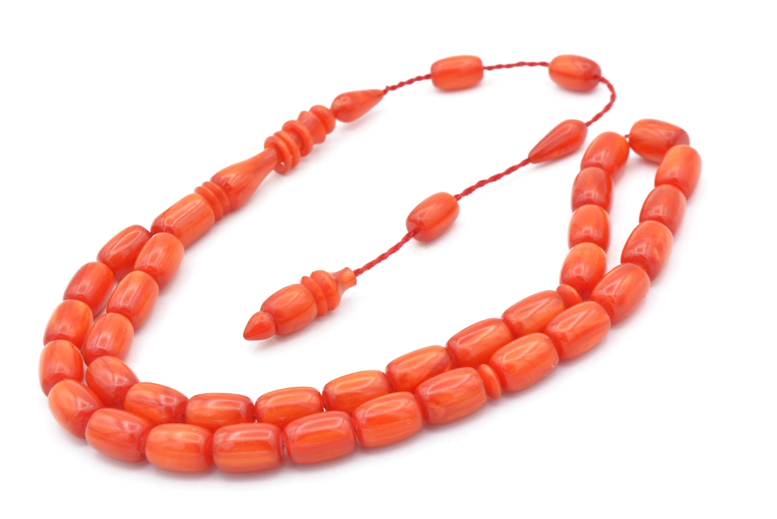 Orange Bakelite Amber Rosary: 33-Bead Tasbih Misbaha - image 4