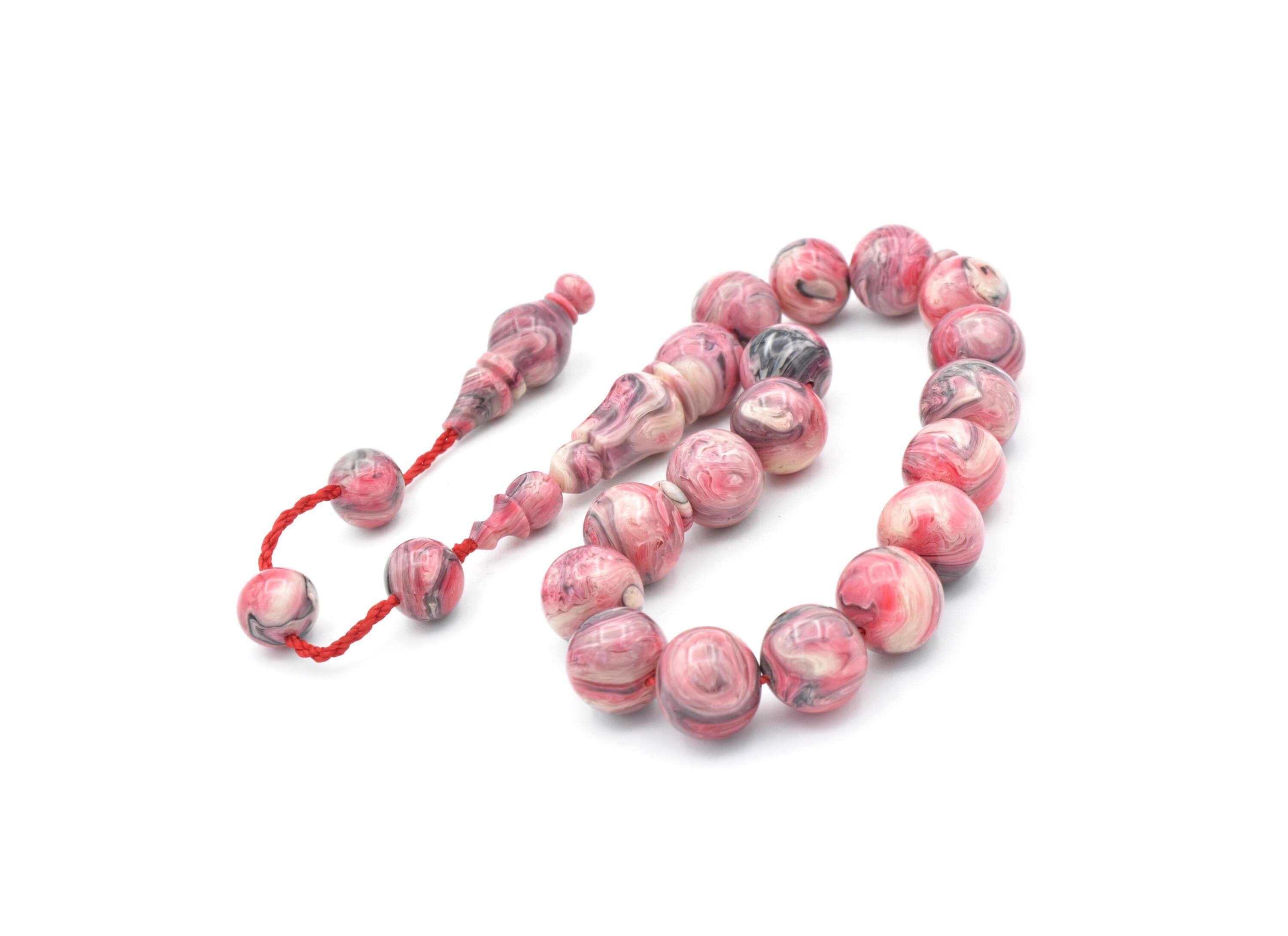 Pink Amber Rosary: 17-Bead Bakelite Tasbih Misbaha