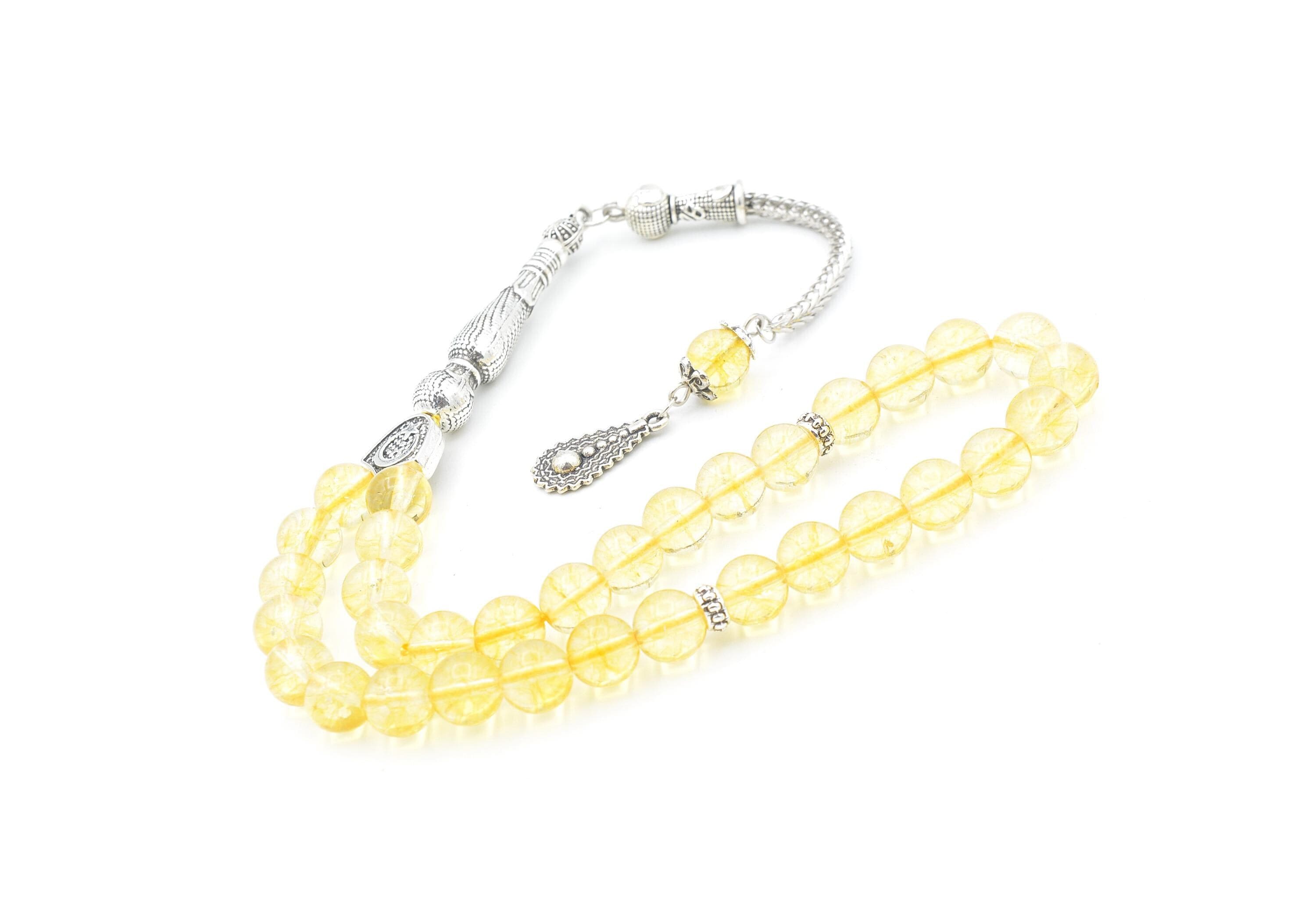Citrine 33 Prayer Beads, Citrine 33 Beads Tasbih, Citrine Prayer Beads, Citrine Tasbeeh, Citrine Stone Tasbih, Citrine Rosary, Sitrin Tesbih