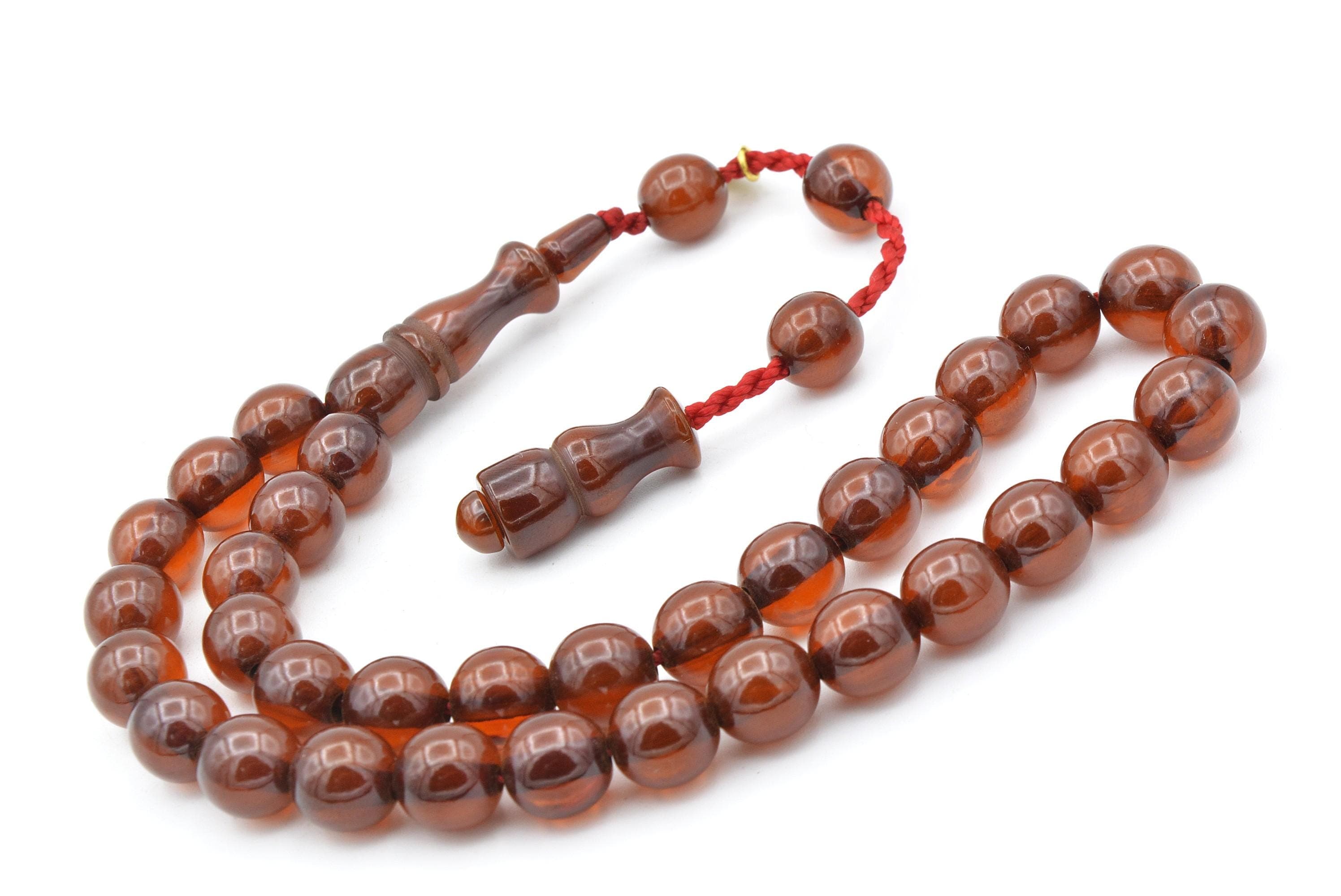 Wavy Amber Tasbih Rosary: 33 Islamic Prayer Beads - image 4