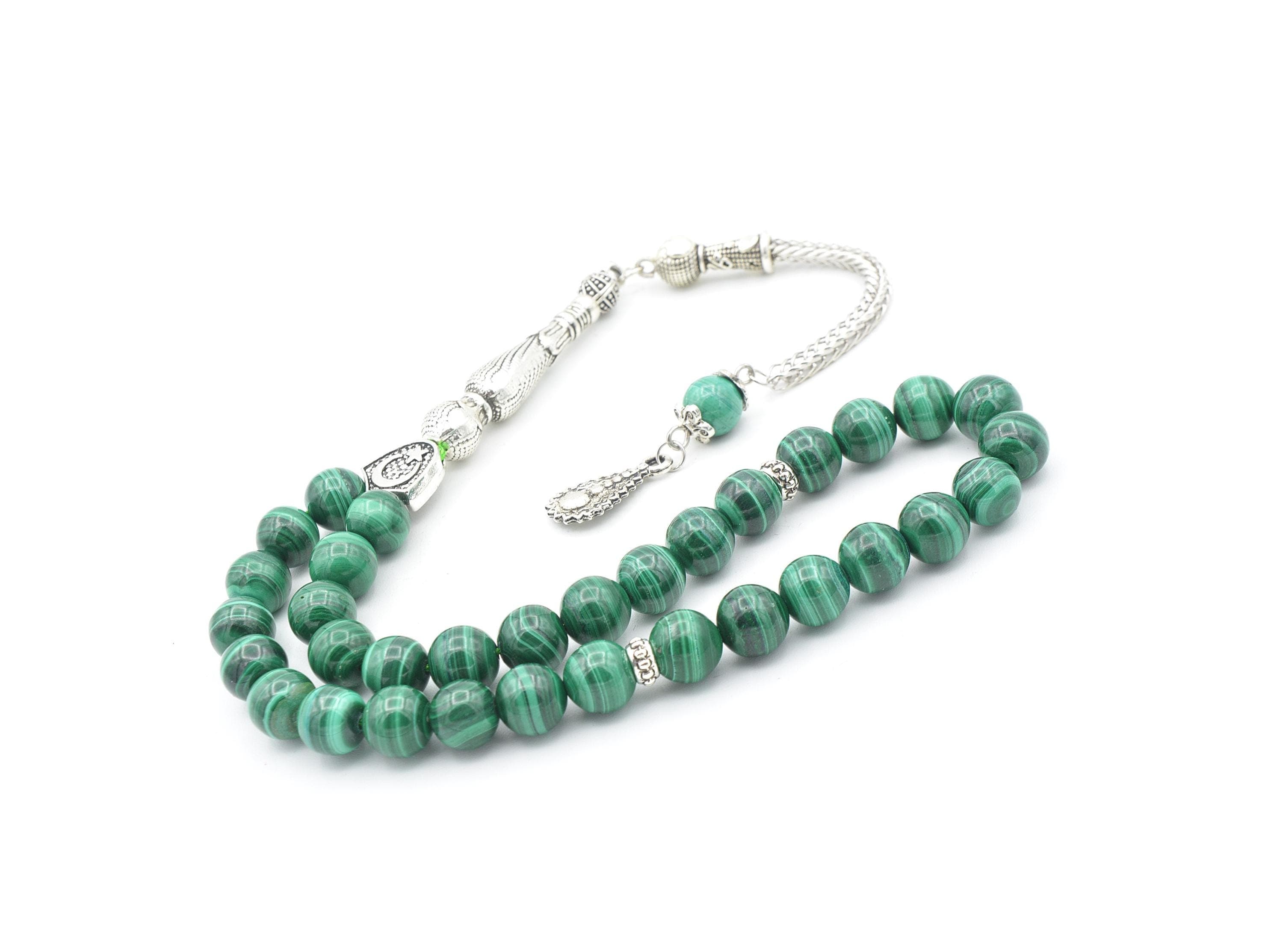 Malachite 33 Prayer Beads, Malachite 33 Beads Tasbih, Malachite Prayer Beads, Malachite Tasbeeh, Malachite Stone Tasbih, Malachite Rosary