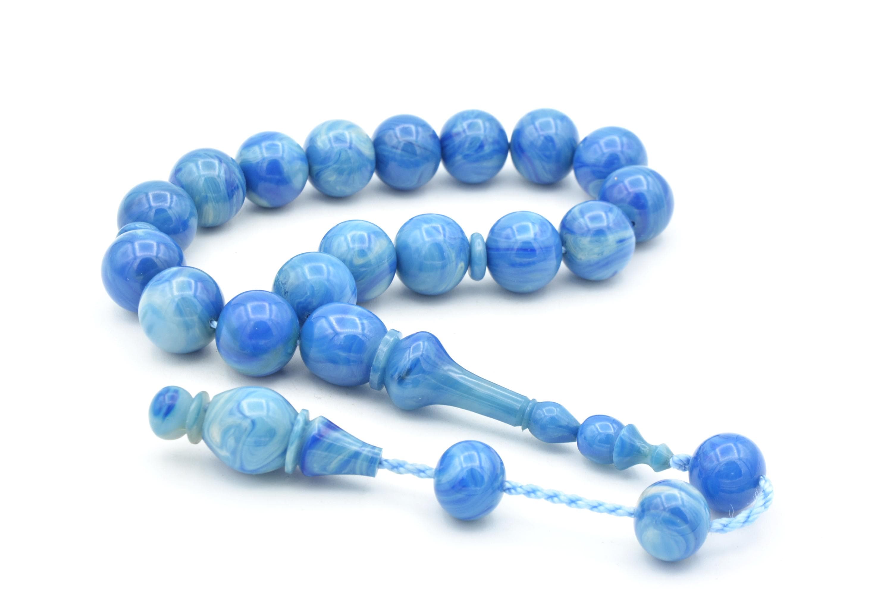 Blue Amber Rosary: 17-Bead Bakelite Tasbih Misbaha - image 3