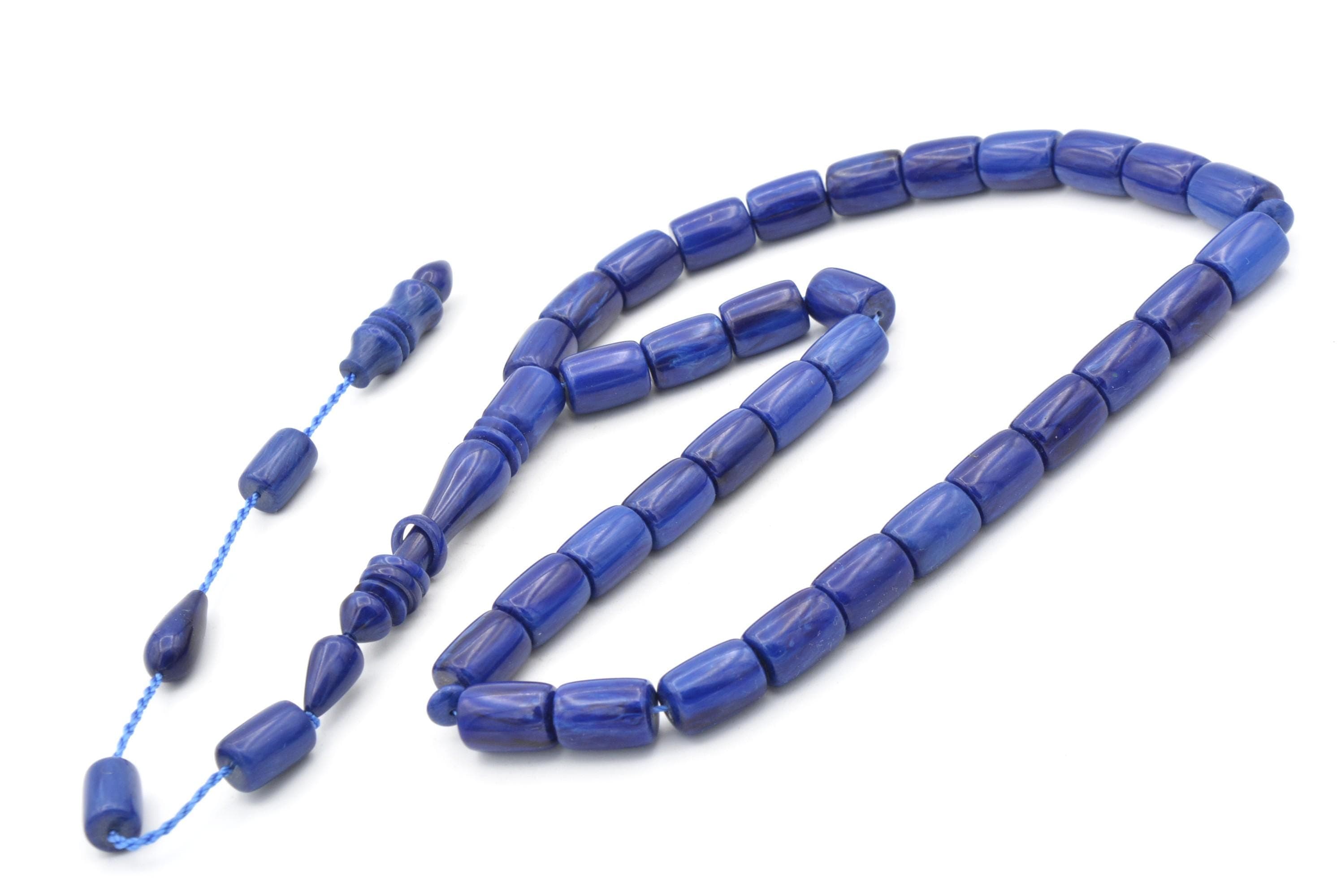 Blue Bakelite Amber Rosary: 33-Bead Tasbih Misbaha - image 2