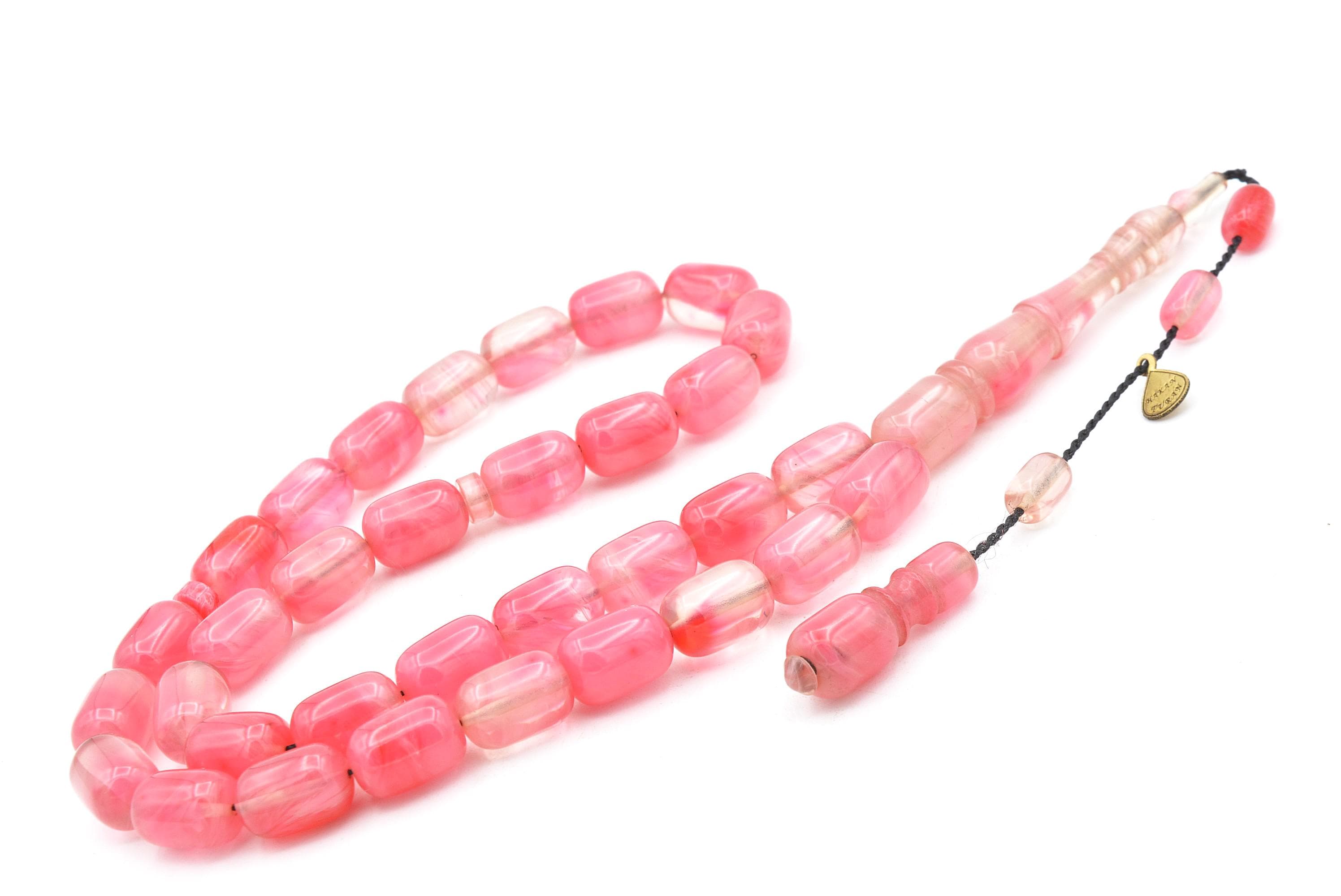 Master Made Pink Bakelite Amber Rosary, 33 Beads Tasbih Prayer Beads, Bakelite Amber, Amber 33 Beads, Pink Bakelite Amber 33 Beads, Pink - image 5