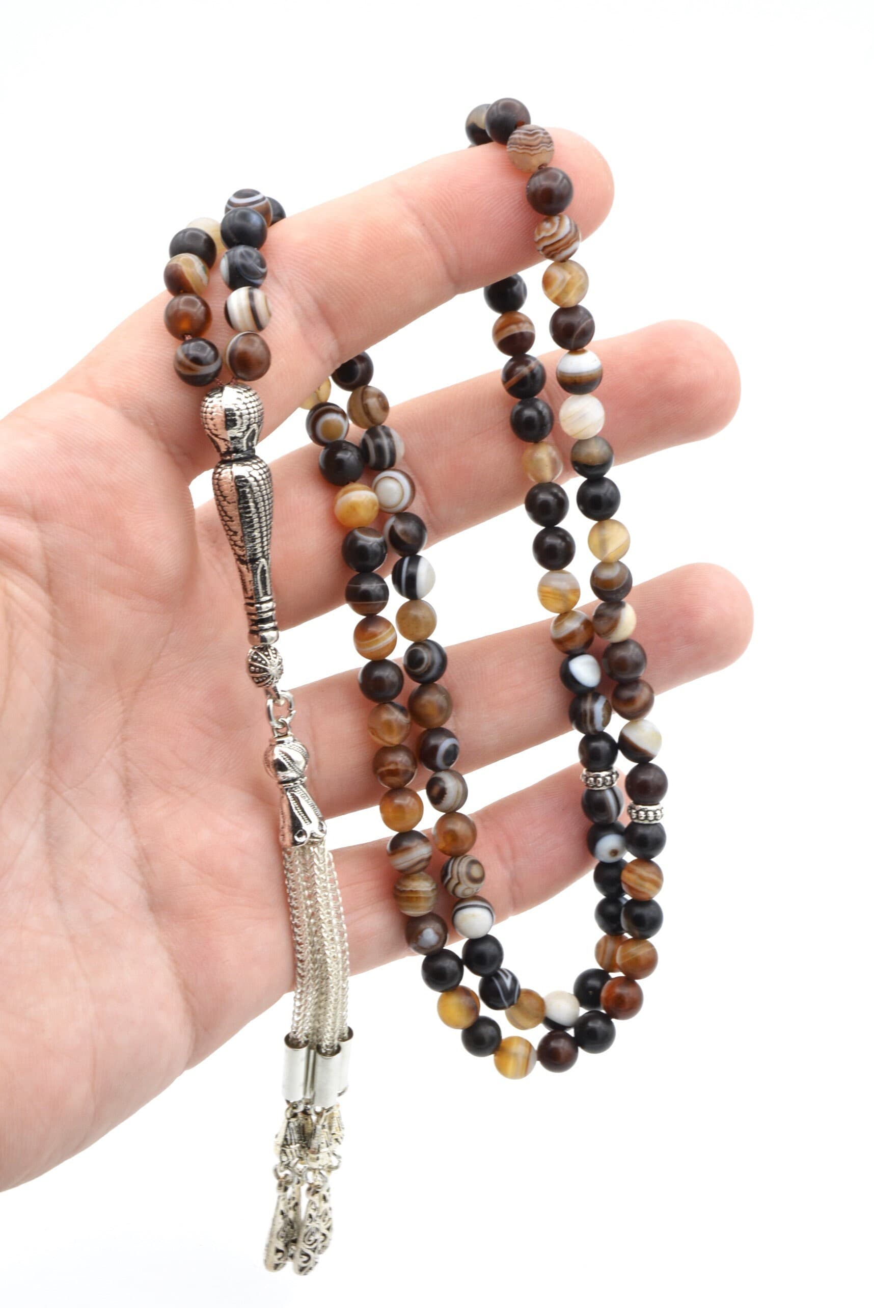 Globe Cut Real Agate Aqeeq Islamic Prayer Beads ,99 Beads, Islamic, Misbaha, Rosary, Tasbeeh, Muslim, Tasbih, Faturan Tasbih, Big Size 6 Mm - image 5