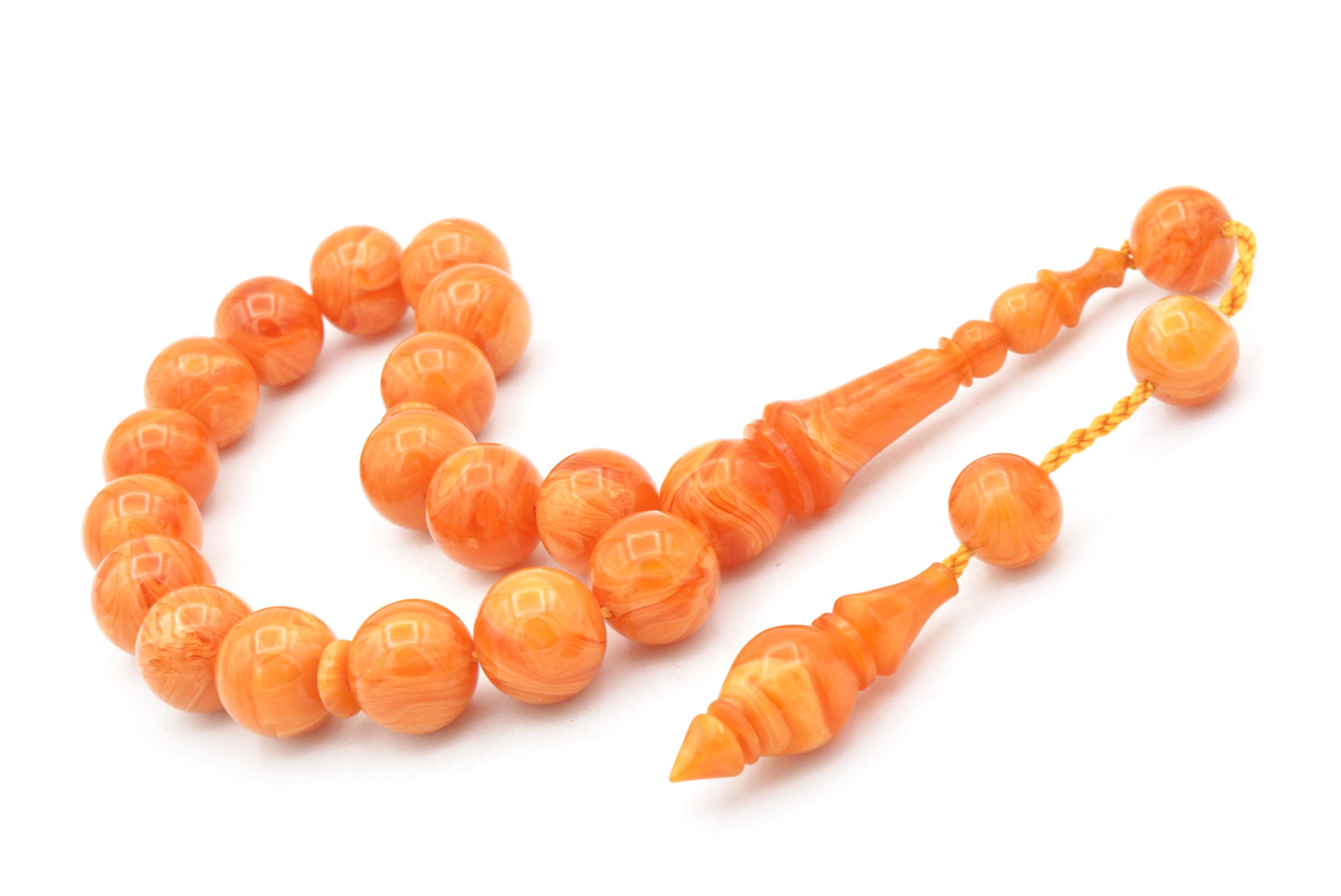 Erhan Master Orange Bakelite Amber Rosary: 17-Bead Tasbih Misbaha - image 3