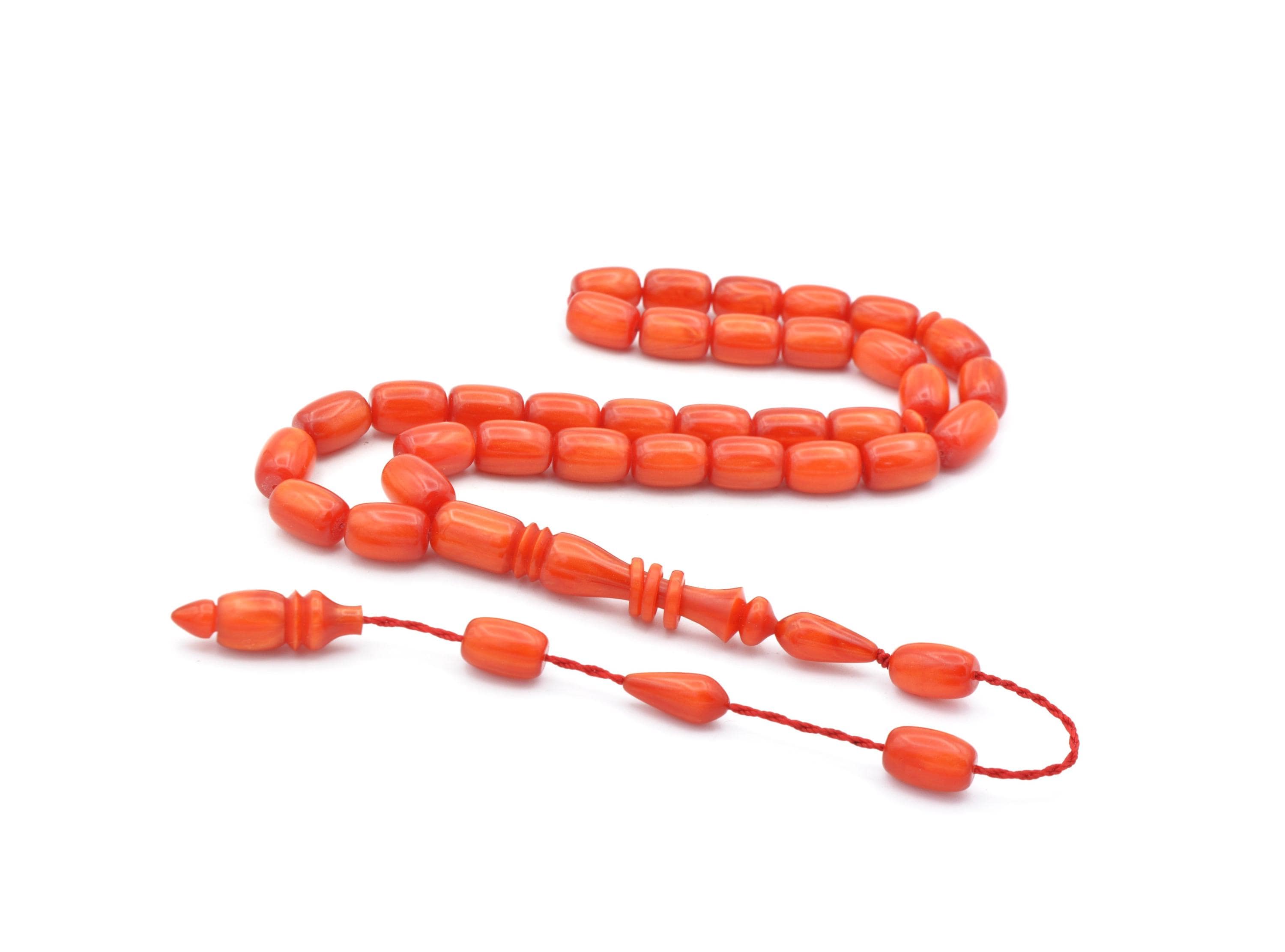 Orange Bakelite Amber Rosary: 33-Bead Tasbih Misbaha