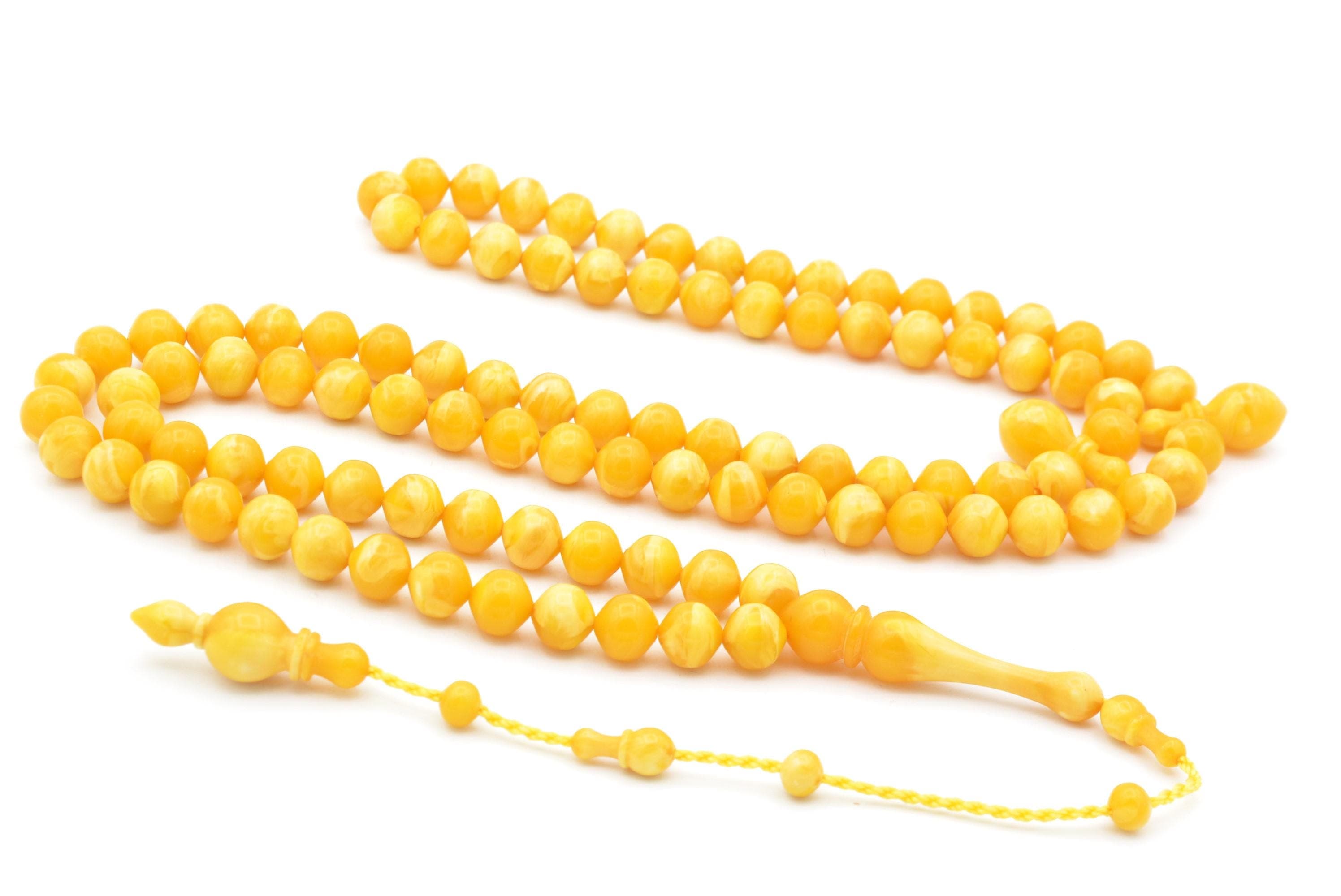7 mm Small Size Amber Appearance 99 Beads Tasbih, Islamic, Misbaha, Rosary, Tasbeeh, Muslim, Muslim Gift, Prayer Beads, Prayer Rosary, Pray - image 5