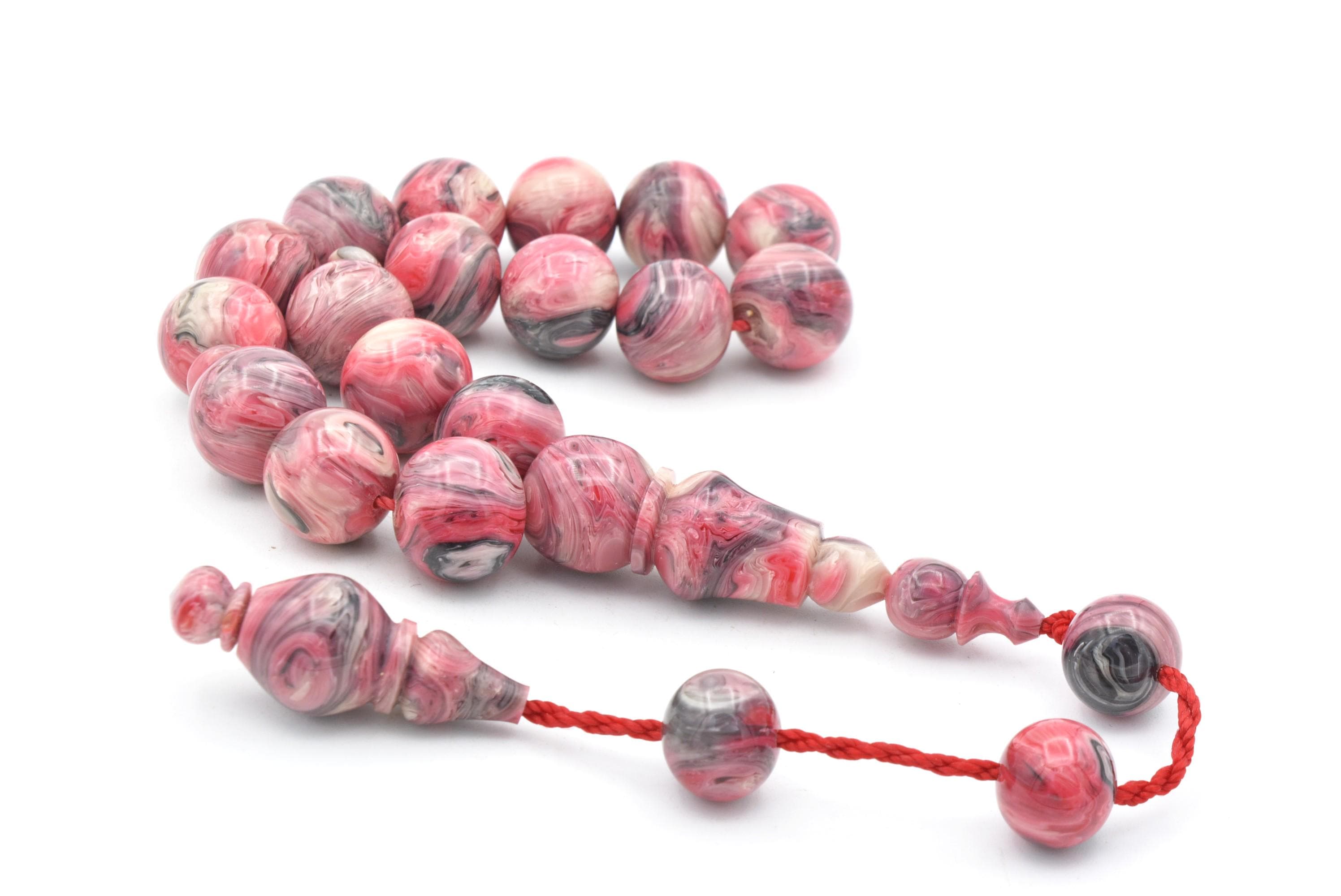 Pink Amber Rosary: 17-Bead Bakelite Tasbih Misbaha - image 3