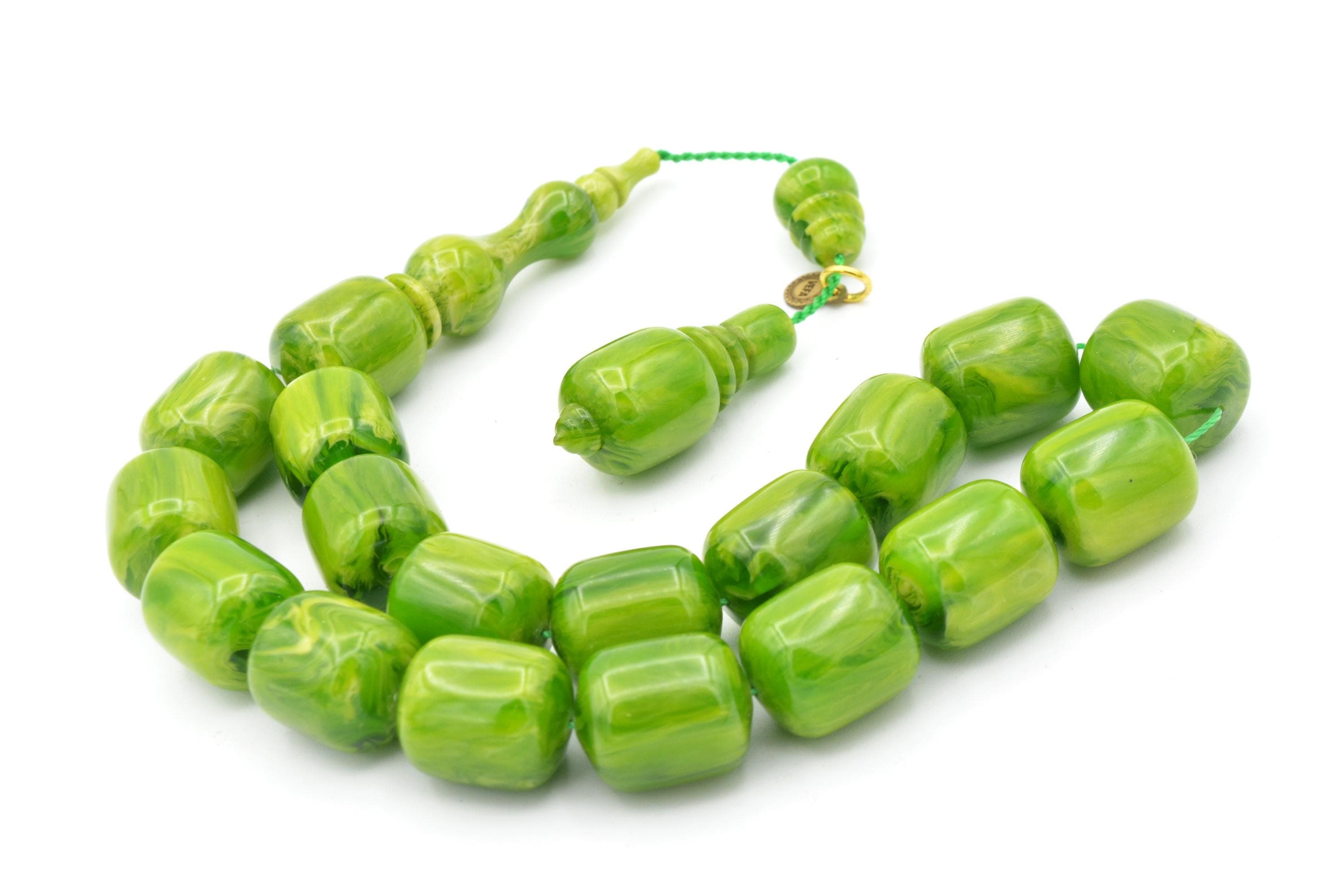 Vefa Master's Green Bakelite Amber 17 Beads Rosary, Green Bakelite Amber, Red Bakelite Amber 17 Beads Tasbih, Red Bakelite Amber 17 Beads - image 5