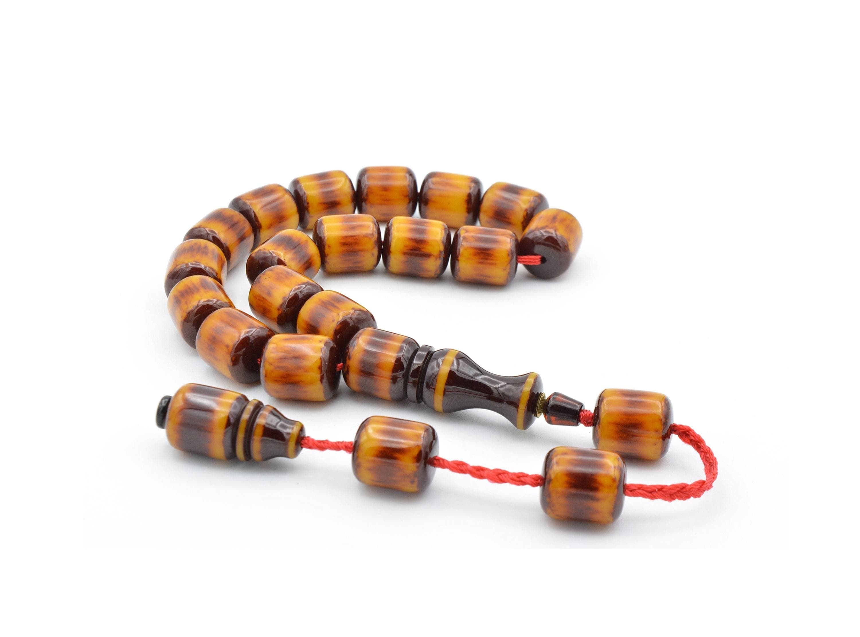 Nael Master's Brown Orange Bakelite Amber Rosary Beads, 17 Beads Rosary